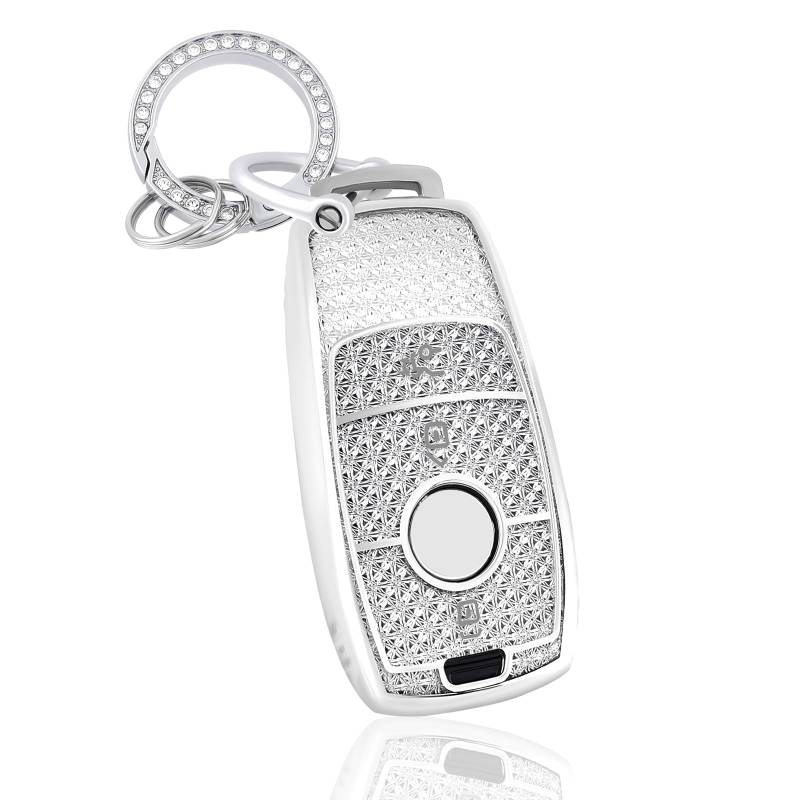 OFF WE GO Autoschlüssel Hülle Schlüsselhülle Cover für Mercedes Benz A B C E G S SL CLS Klasse SLC CLA GLB GLC GLE GLS W205 S205 Schlüsselbox mit Schlüsselanhänger Schlüsselcover Schutz Gehäuse, Weiß von OFF WE GO