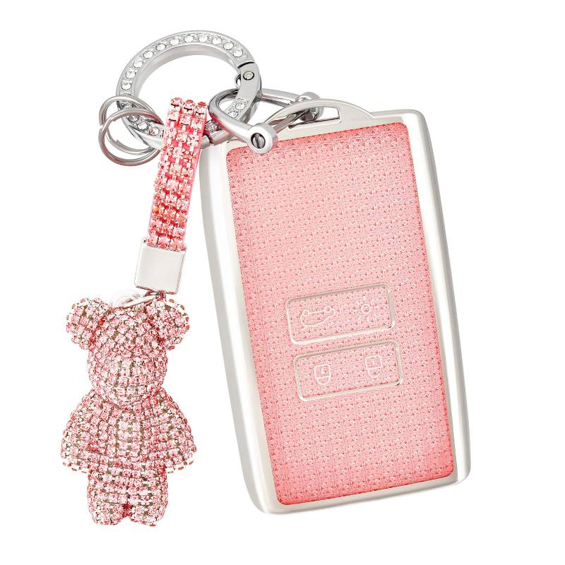 OFF WE GO Autoschlüssel Hülle Schlüsselhülle Cover für Renault Clio Captur Dacia Duster Scenic Kadjar Megane Talisman Koleos Espace Zoe Arcan Schlüsselcover mit Schlüsselanhänge Schlüssel Gehäuse,Rosa von OFF WE GO