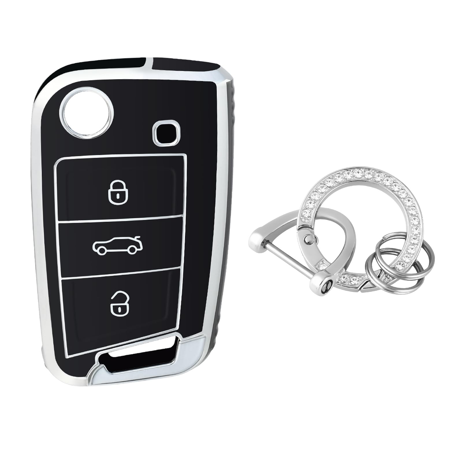 OFFCURVE Autoschlüssel Hülle Schlüsselhülle, Autoschlüssel Schutzhülle Schlüsselgehäuse mit Schlüsselanhänger für VW Golf 7 Variant Polo Tiguan Seat Leon Cupra Skoda Octavia Superb OFFCURVE Autoschlüssel Hülle Schlüsselhülle, Autoschlüssel Schutzhülle Schlüsselgehäuse mit Schlüsselanhänger für VW Golf 7 Variant Polo Tiguan Seat Leon Cupra Skoda Octavia Superb von OFFCURVE