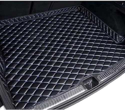 Auto Kofferraummatte für Porsche Cayenne 2018-2024, Auto Leder Kofferraum Matten Auto Kofferraummatten Kofferraumwanne wasserdichte Schmutz Kfz Innenraumzubehör,D Black~Blue von OFFT