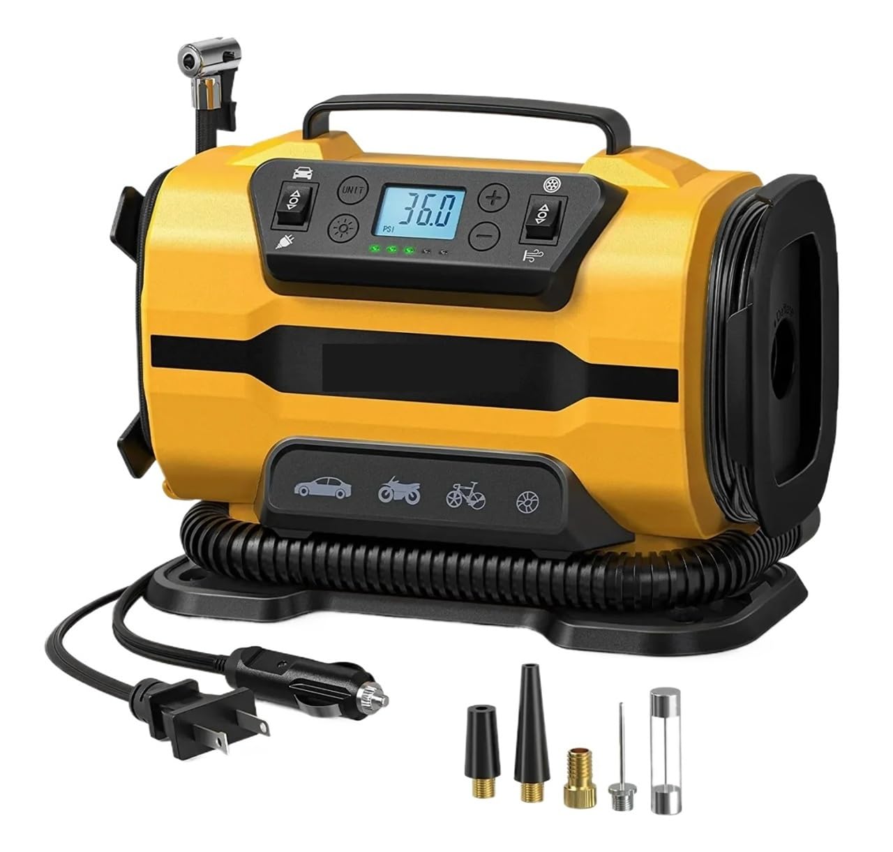 OGHF 150PSI Dual Power-Luftkompressor 110V-230V AC/DC - 300L/min elektrische Pumpe for Autoreifen, Fahrrad, Boot, Matratze mit Taschenlampe - Tragbarer Inflator OGHF 150PSI Dual Power-Luftkompressor 110V-230V AC/DC - 300L/min elektrische Pumpe for Autoreifen, Fahrrad, Boot, Matratze mit Taschenlampe - Tragbarer Inflator von OGHF