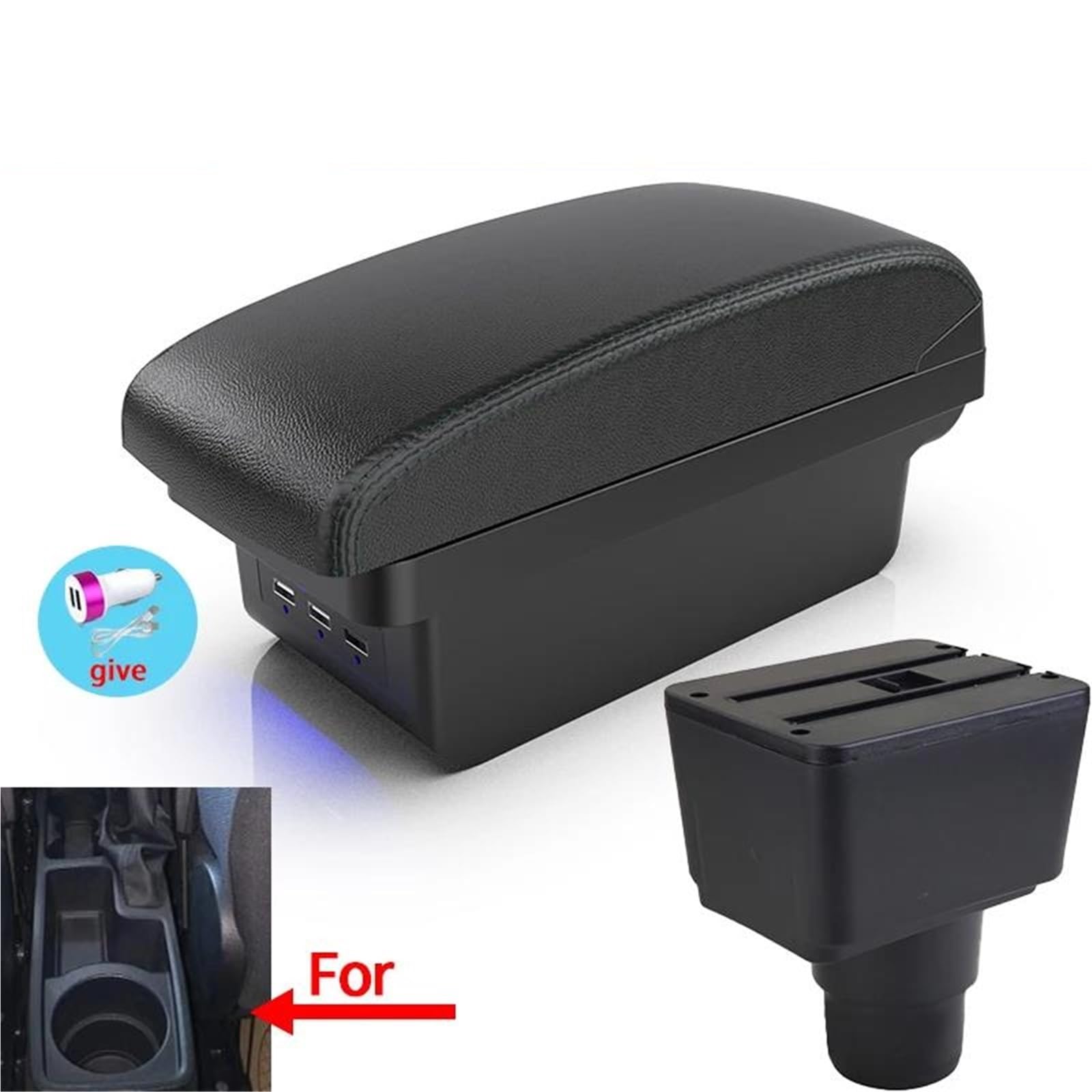 ArmstüTze Armlehne Box Für Ford Für EcoSport 2018-2024 Auto Armlehne Storage Box Arm Auto Retrofit Teile Innen Auto Armlehnen(Style B2) von OGJFD
