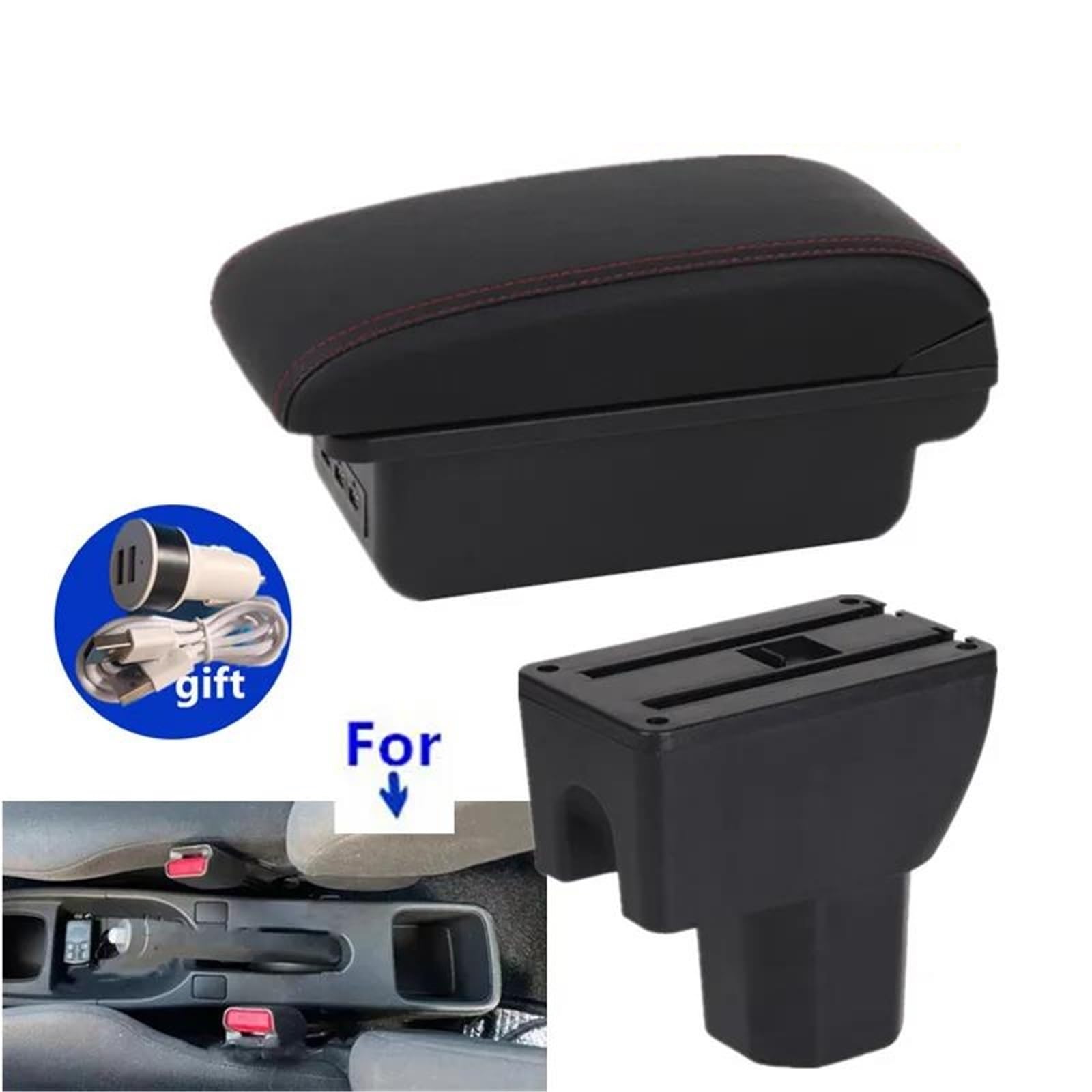 ArmstüTze Armlehne Box Für Suzuki Für Splash Auto Lagerung Box Arm Auto Zubehör Innen Retrofit Teile PU Leder Auto Armlehnen(Style B2) von OGJFD