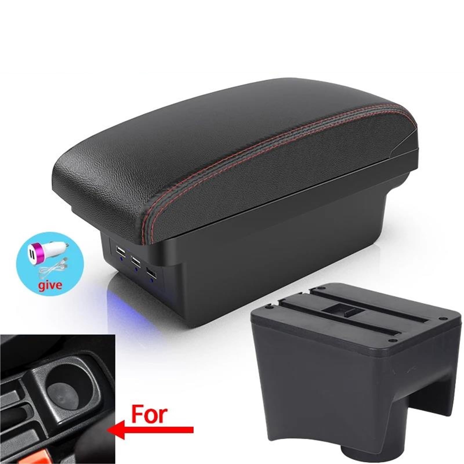 ArmstüTze Armlehne Für VW Für POLO Für Mk5 6R Für Vento 2010-2018 Auto Armlehne Box Lagerung Box Nachrüstung Innenraum Auto Armlehnen(Style B1) von OGJFD