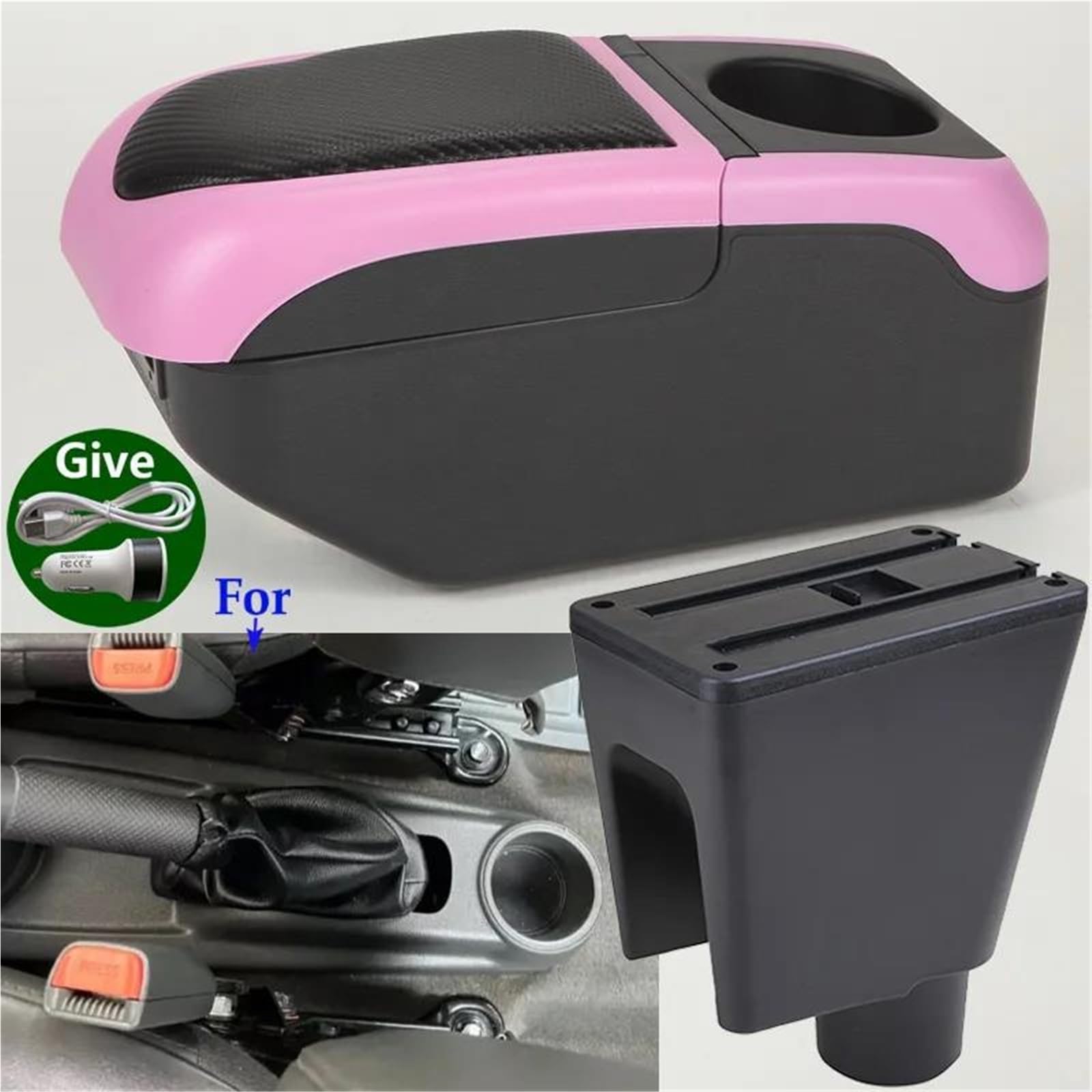 ArmstüTze Armlehnenbox Für Chevy Für Spark III Für Aveo Auto Armlehne Auto Aufbewahrungsbox Innenarmverstrebungen Erhöhen Auto Armlehnen(Black Pink) von OGJFD