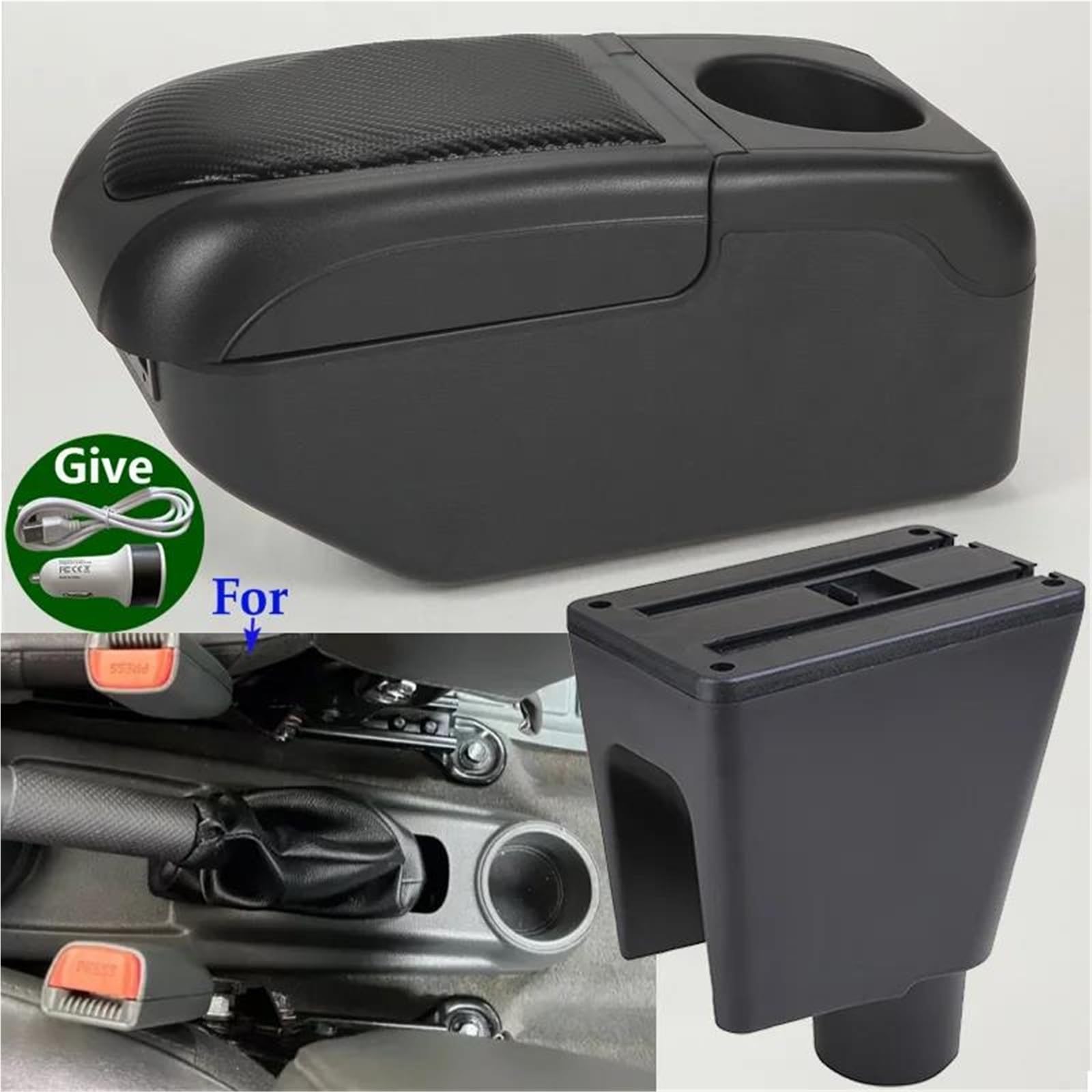 ArmstüTze Armlehnenbox Für Chevy Für Spark III Für Aveo Auto Armlehne Auto Aufbewahrungsbox Innenarmverstrebungen Erhöhen Auto Armlehnen(Schwarz) von OGJFD