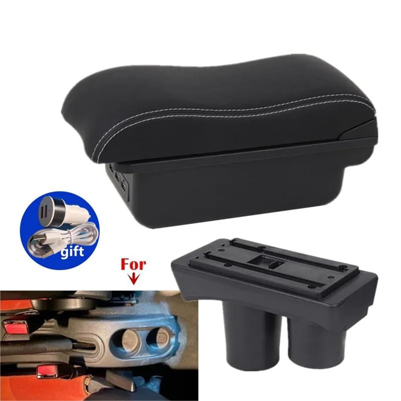 ArmstüTze Armlehnenbox Für Citroen Für C3 C2 Auto Armlehne Aufbewahrungsbox Innenteile Nachrüstteile Autozubehör Auto Armlehnen(Style B6) von OGJFD