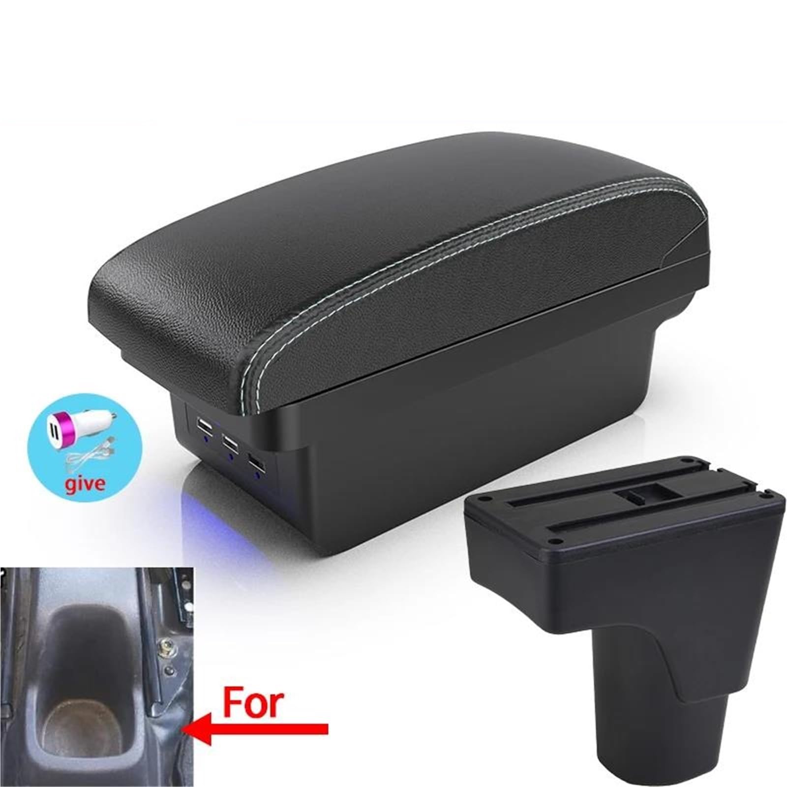 ArmstüTze Armlehnenbox Für Datsun Für GO Plus Universelles Auto-Mittelarmlehnen-Aufbewahrungsbox Getränkehalter Zubehör Auto Armlehnen(Style B3) von OGJFD