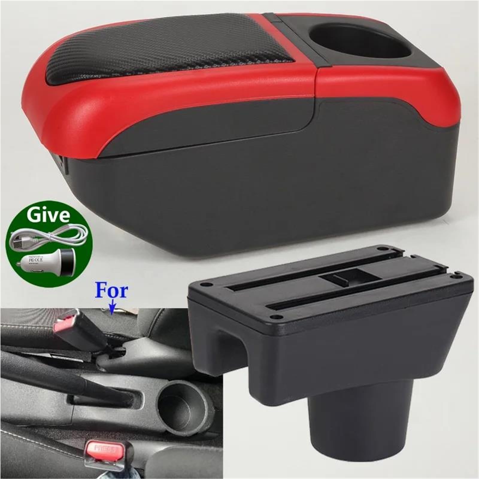 ArmstüTze Armlehnenbox Für Dodge Für Attitude Für Mitsubishi Für Space Star Für Mirage Auto-Armlehnen-Aufbewahrungsbox Auto Armlehnen(Schwarz Rot) von OGJFD