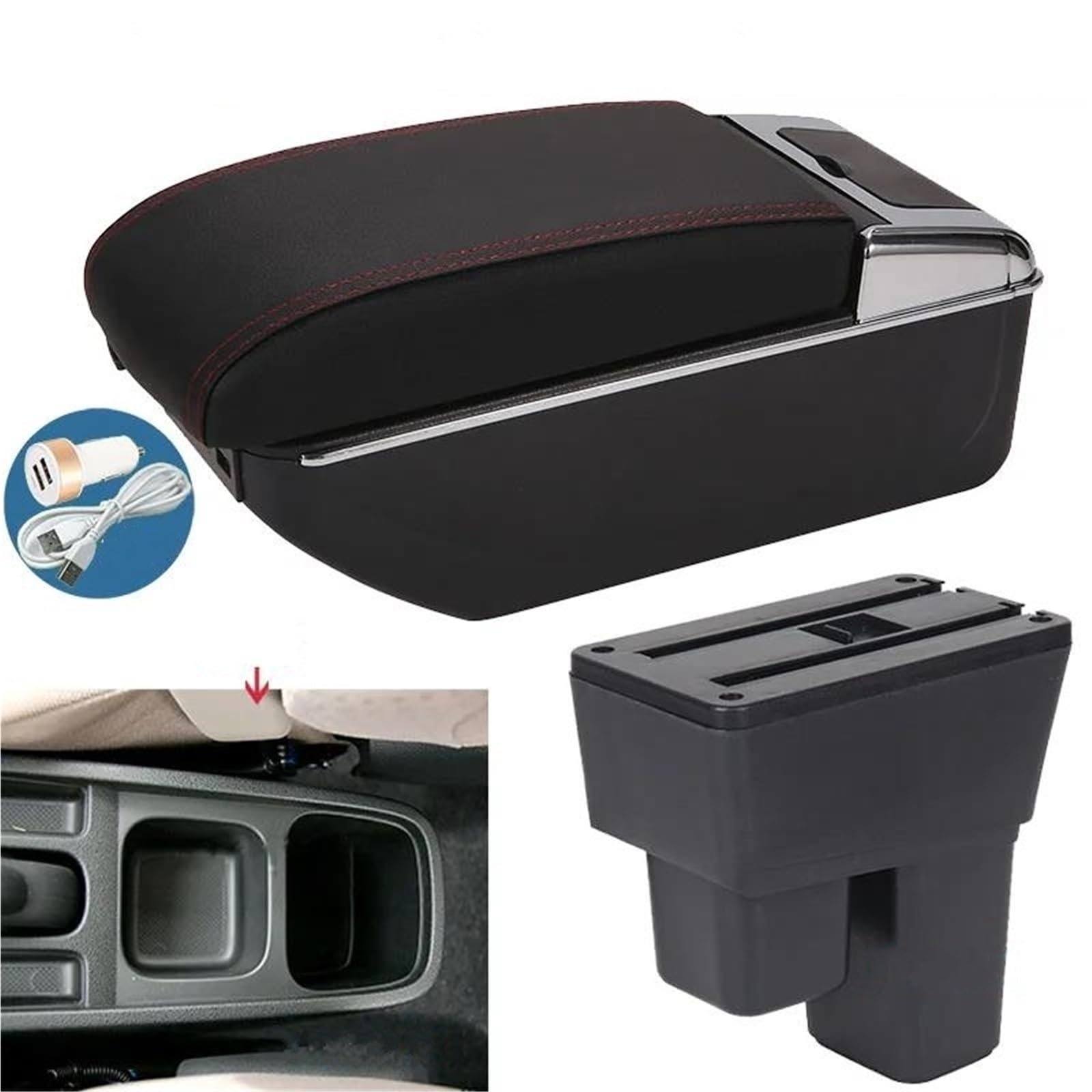 ArmstüTze Armlehnenbox Für Fit Für Jazz 2 Autoarmlehne 2008-2013 Armaufbewahrungsbox Autozubehör Auto Armlehnen(Style B1) von OGJFD