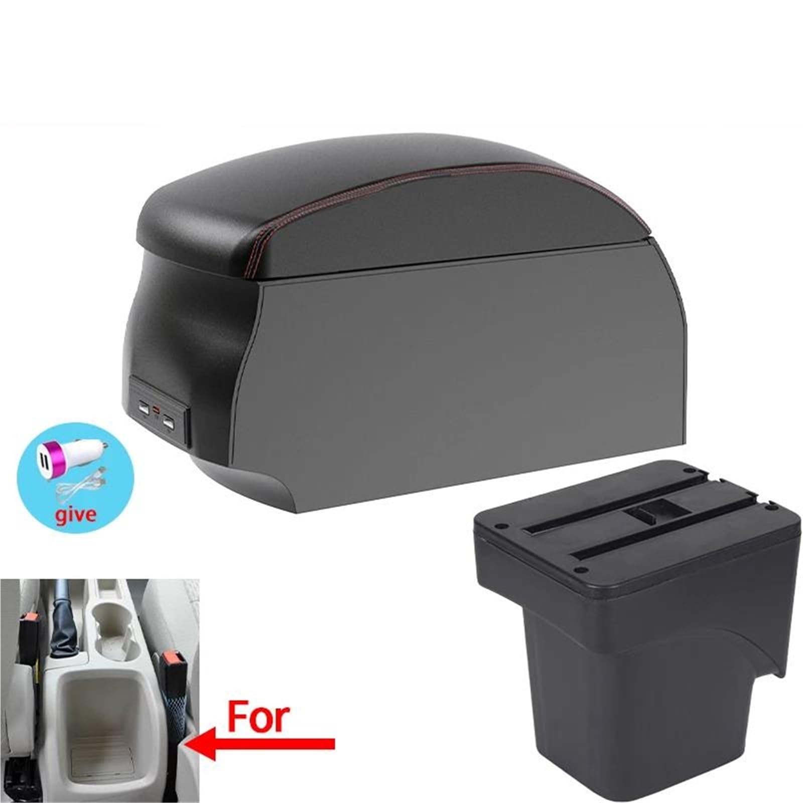 ArmstüTze Armlehnenbox Für Ford Für Focus Für Mk2 Auto Armlehnenzubehör Innenausstattung Nachrüstteile Aufbewahrungsbox USB Auto Armlehnen(Style A1) von OGJFD