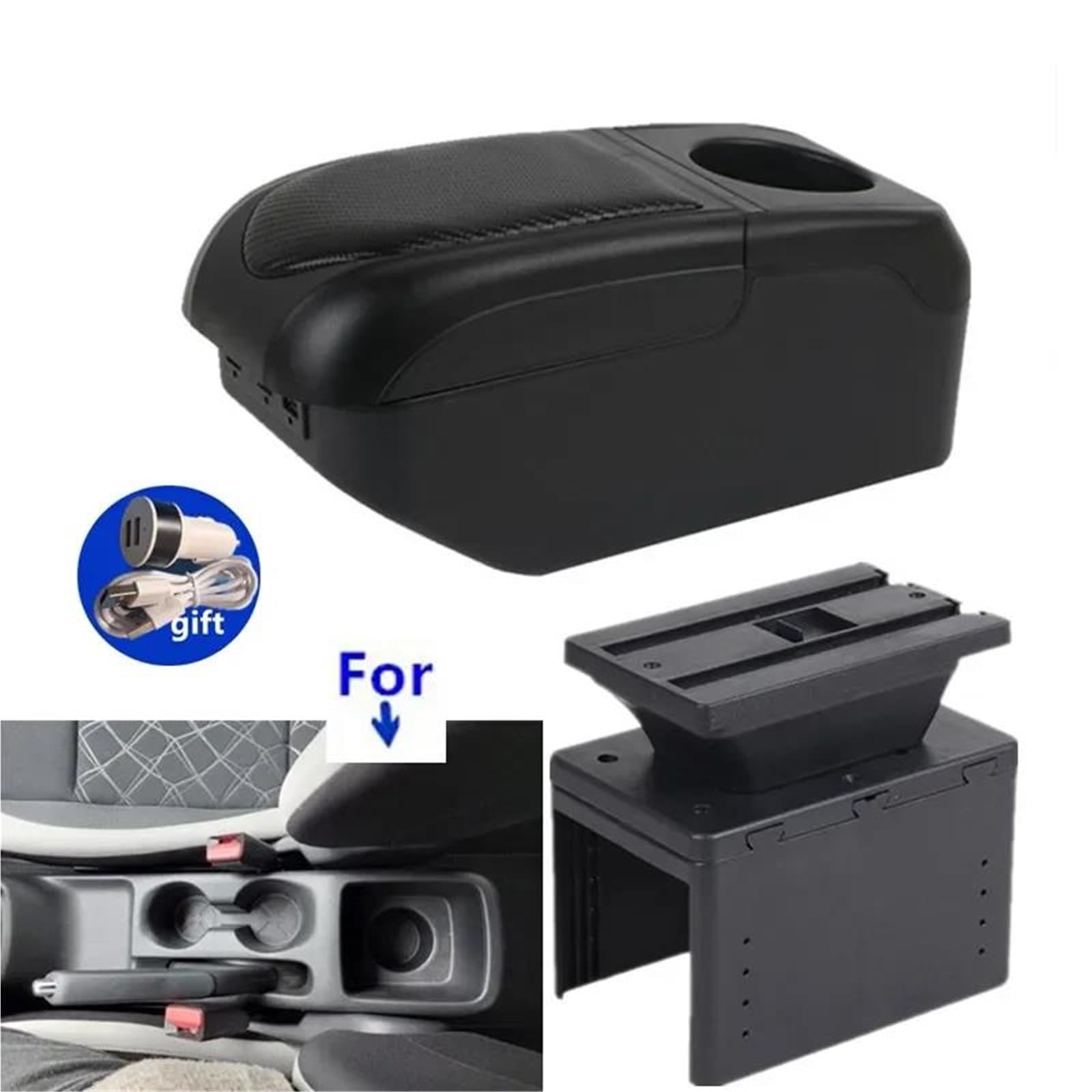 ArmstüTze Armlehnenbox Für Nissan Für Micra K14 2020-2023 Autoarmlehnenbox Aufbewahrungsbox Innenraum Autozubehör Auto Armlehnen(Schwarz) von OGJFD