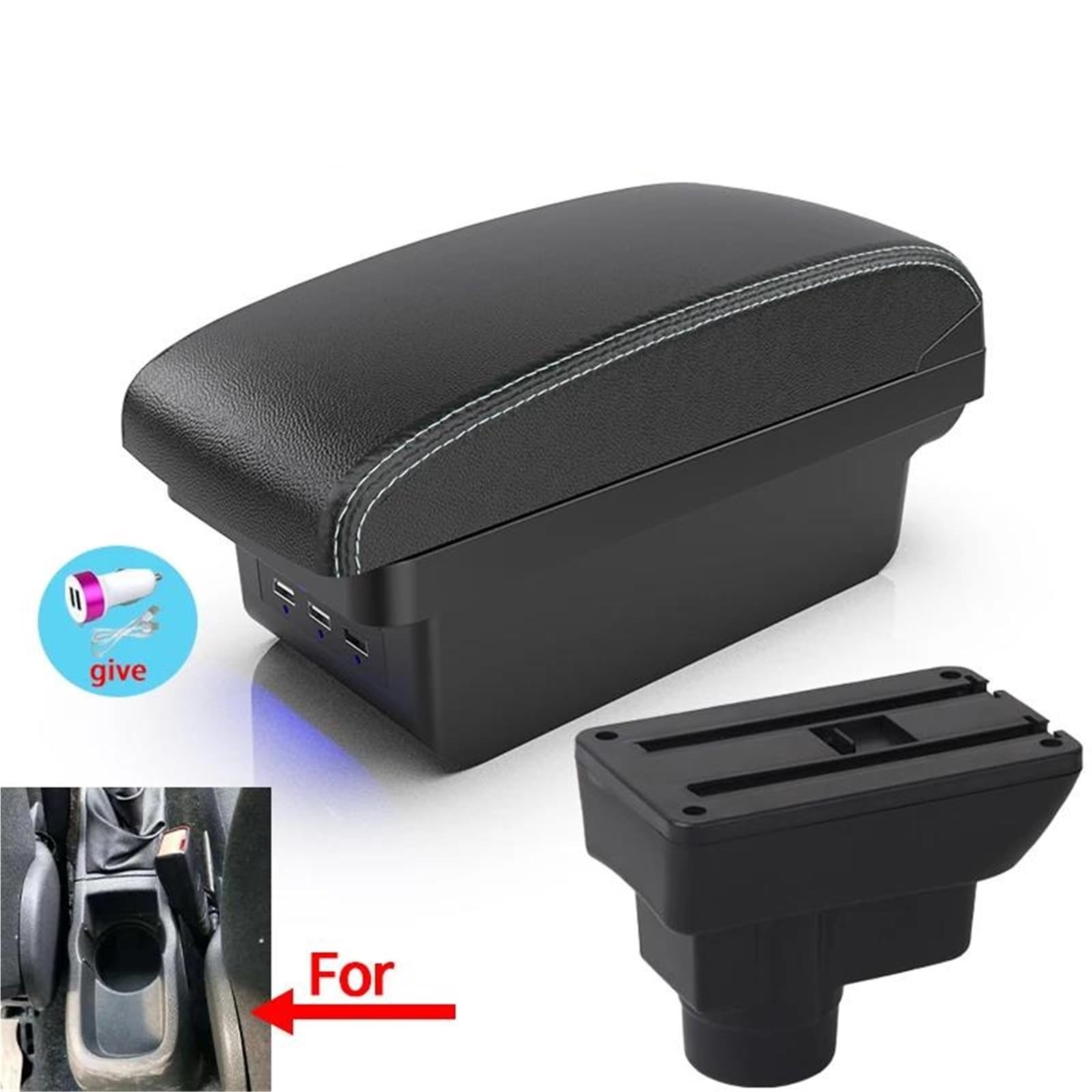 ArmstüTze Armlehnenbox Für Opel Für Corsa Auto Armlehne Rückenlehne Innenteile Aufbewahrungsbox Teile Autozubehör USB Auto Armlehnen(Style B3) von OGJFD