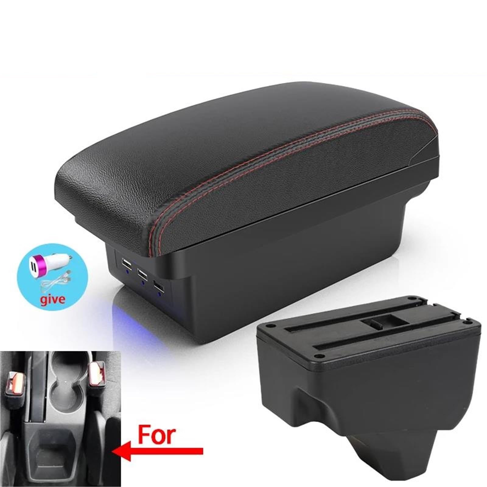 ArmstüTze Armlehnenbox Für Peugeot Für 2008 208 2019-2024 Autoarmlehnenbox Aufbewahrungsbox Nachrüst-Autozubehör Auto Armlehnen(Style B1) von OGJFD