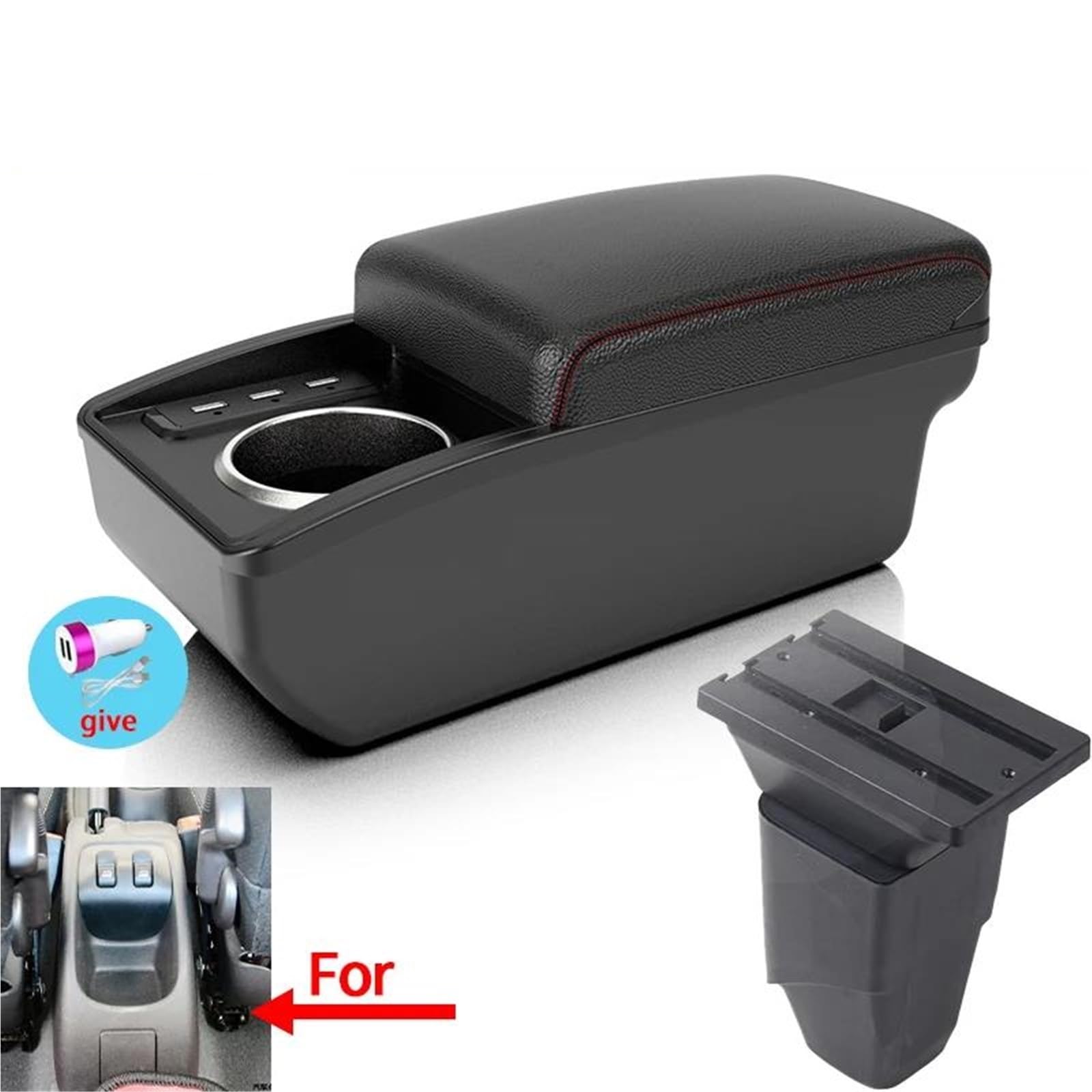 ArmstüTze Armlehnenbox Für Peugeot Für 206 CC Cabrio Auto Armlehne Aufbewahrungsbox Innenraum Nachrüstteile Zubehör Auto Armlehnen(Style B1) von OGJFD