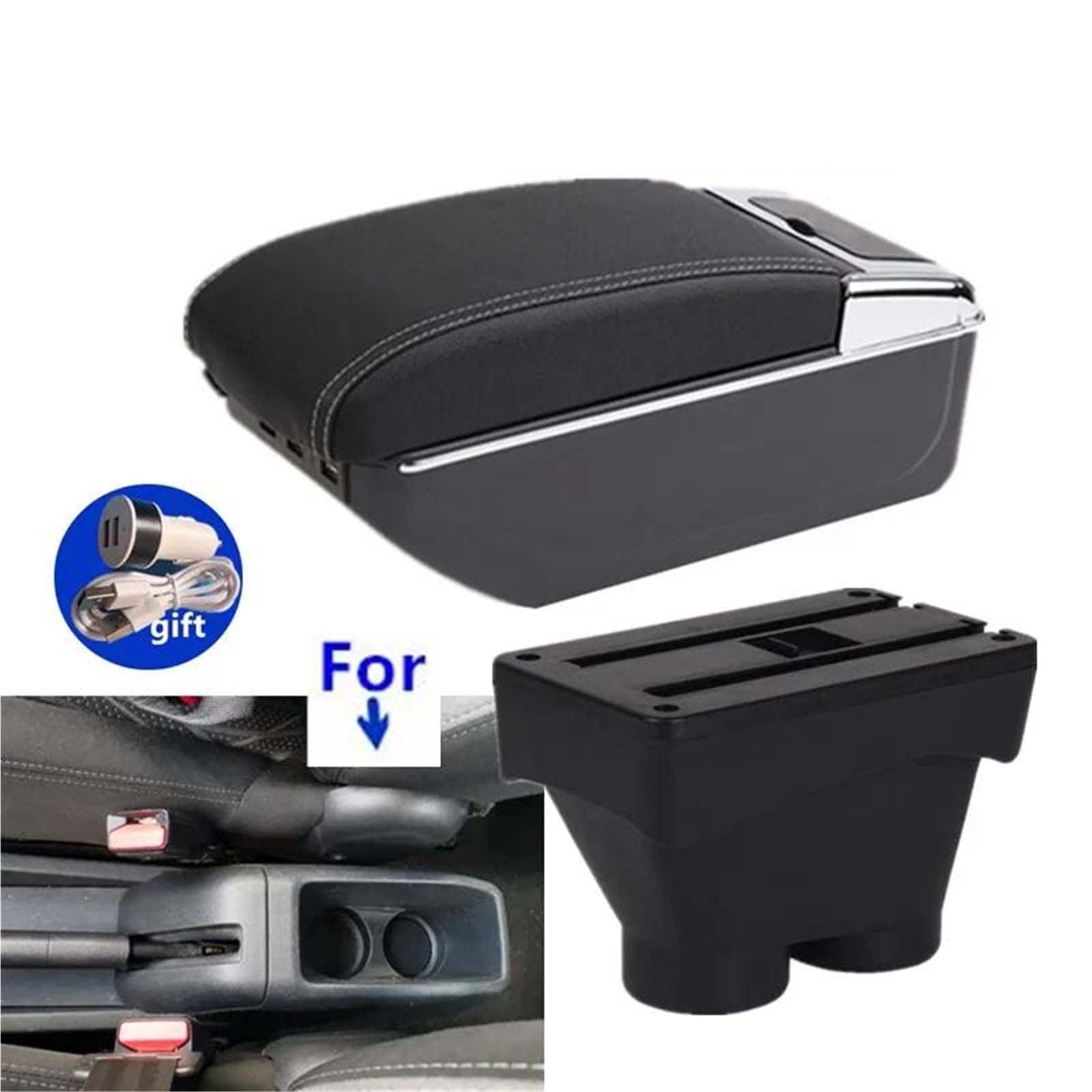 ArmstüTze Armlehnenbox Für Peugeot Für 208 2012-2018 Auto Armlehne Auto Aufbewahrungsbox Autoinnenausstattung Nachrüstteile Auto Armlehnen(Style C3) von OGJFD
