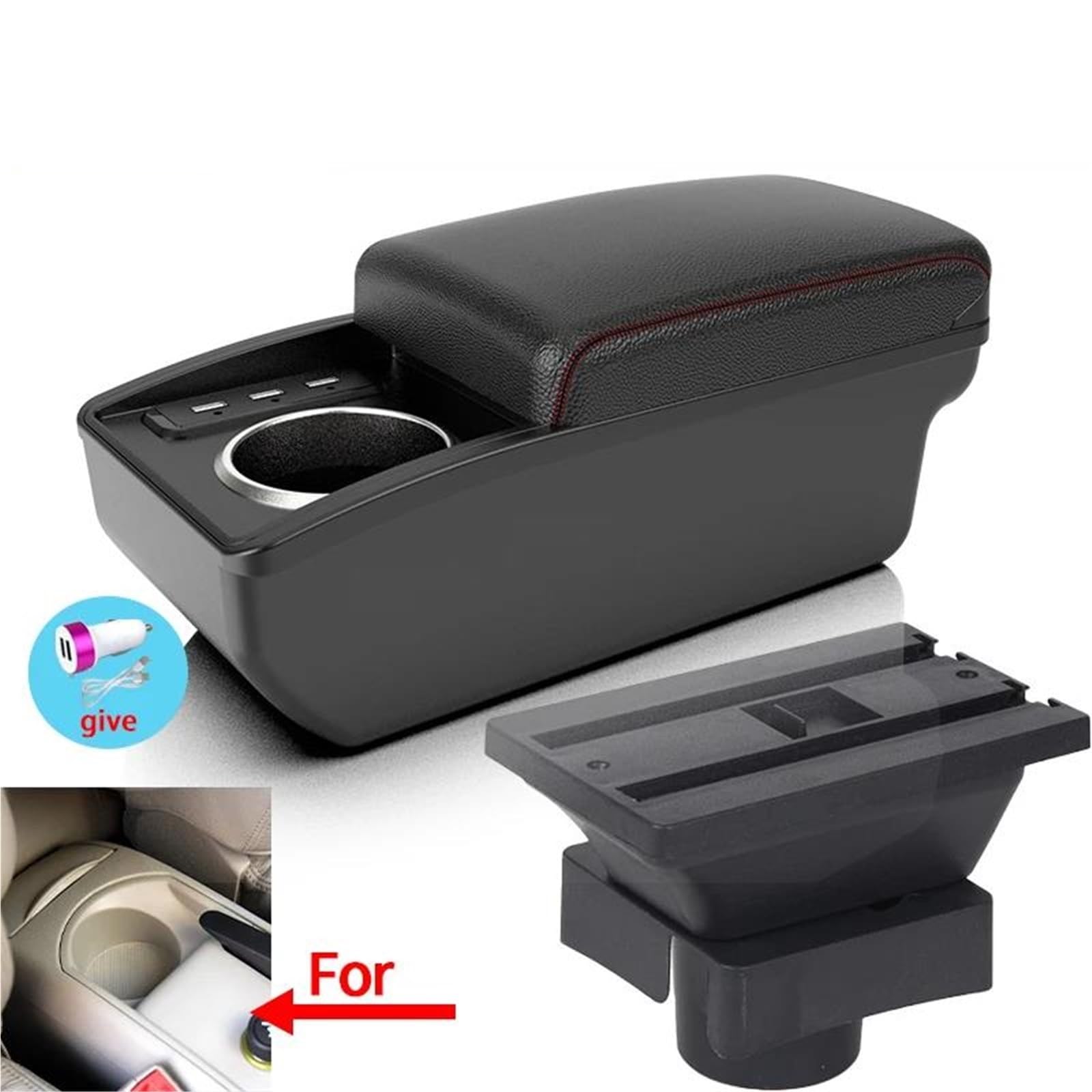 ArmstüTze Armlehnenbox Geeignet Für Citroen Für Sega Auto-Armlehnenbox Innenmodifikation Super Großer Stauraum Auto Armlehnen(Style B2) von OGJFD