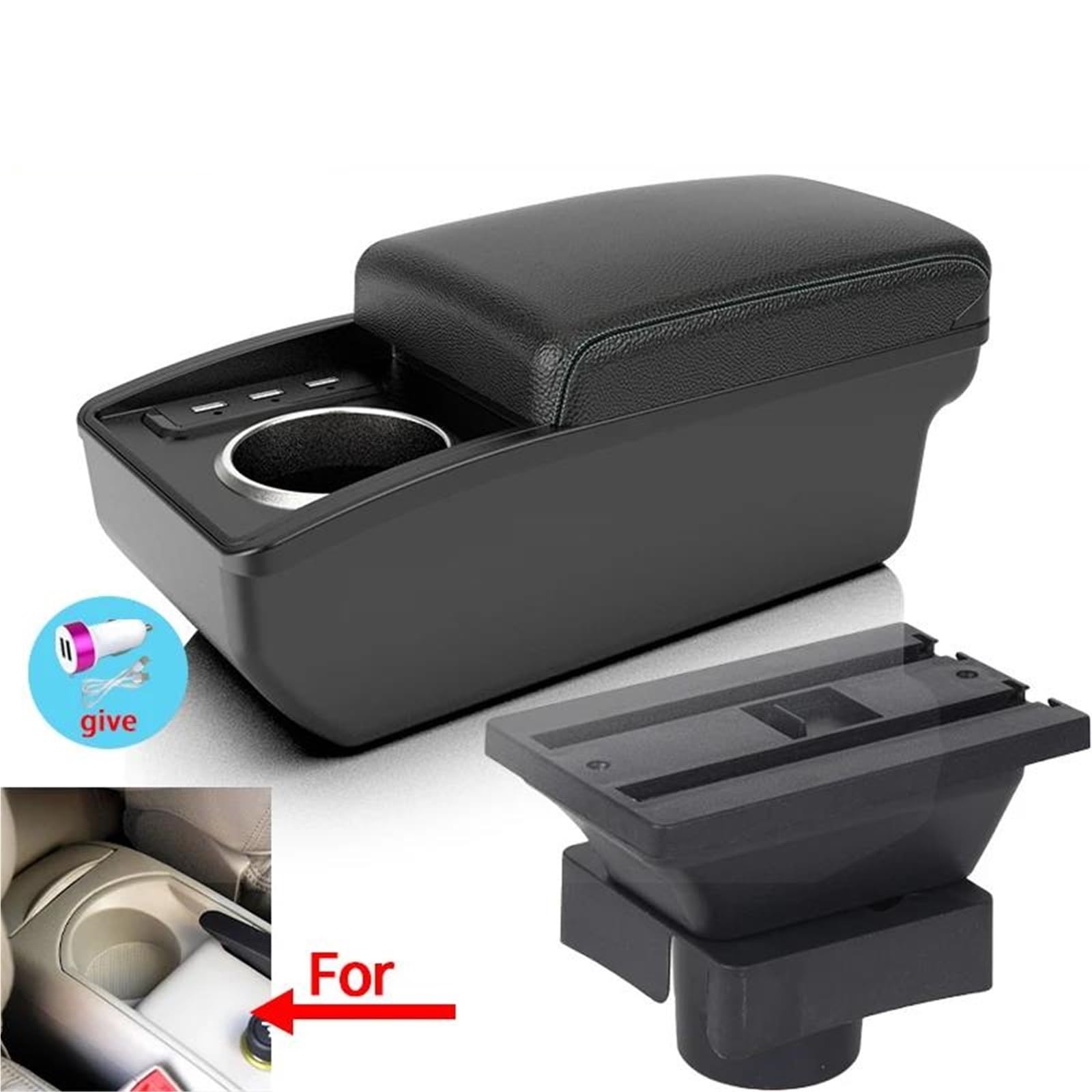 ArmstüTze Armlehnenbox Geeignet Für Citroen Für Sega Auto-Armlehnenbox Innenmodifikation Super Großer Stauraum Auto Armlehnen(Style B3) von OGJFD