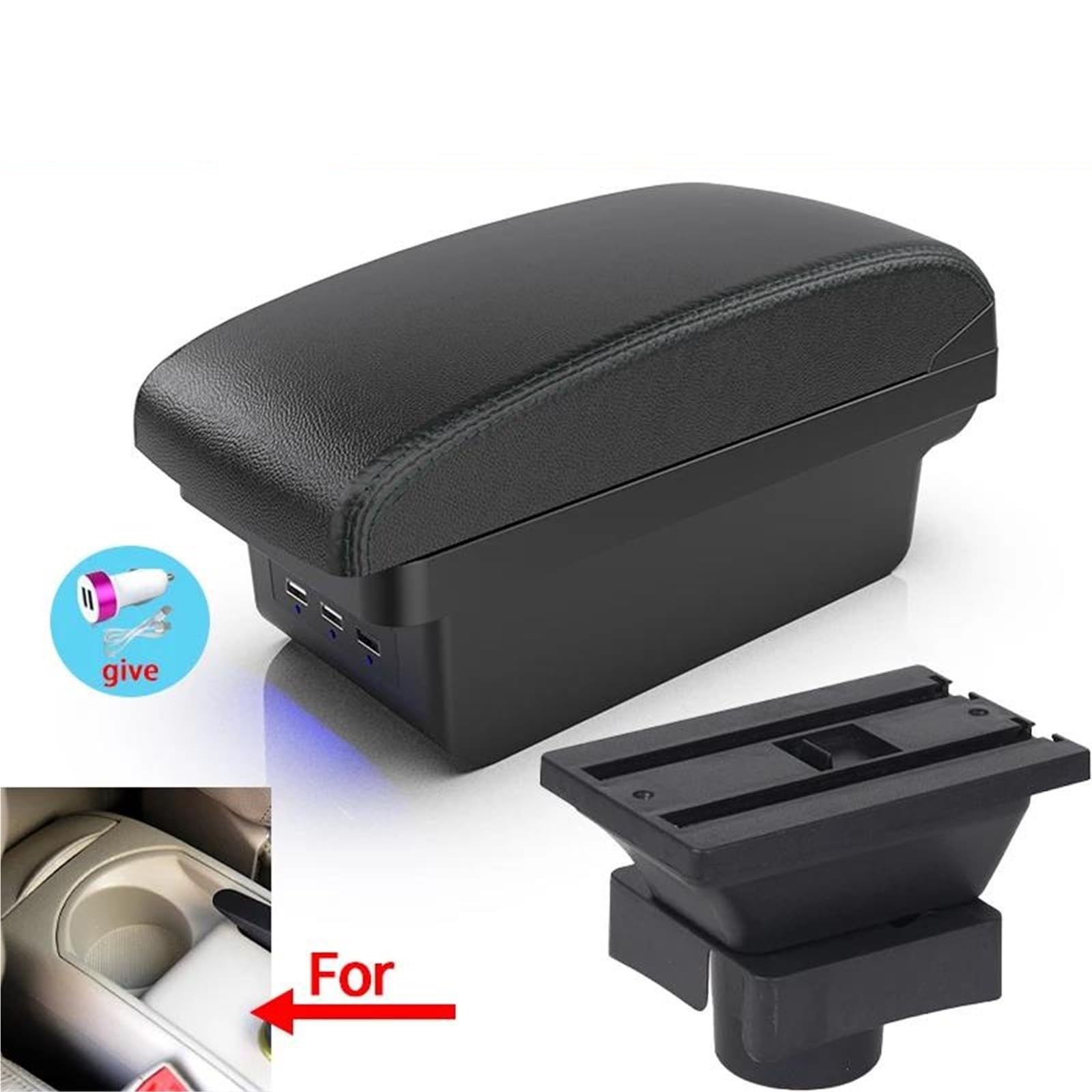 ArmstüTze Armlehnenbox Geeignet Für Citroen Für Sega Autoarmlehnenbox Innenraum Super Großer Stauraum Mit USB Auto Armlehnen(Style B2) von OGJFD