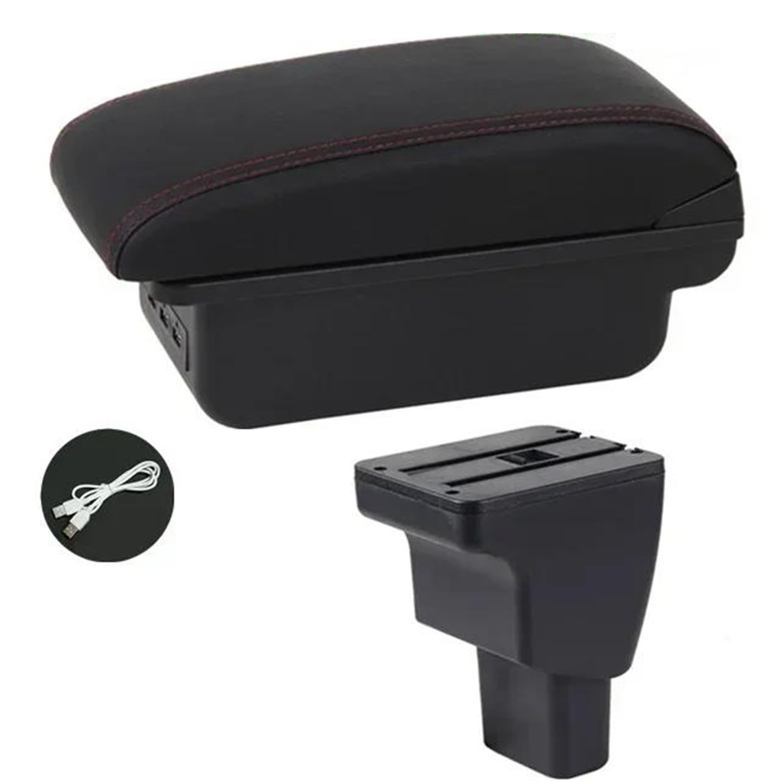 ArmstüTze Auto Armlehne Box Für Hyundai Für I10 2006~2017 Leder Arm Rest Center Console Storage USB Auto Armlehnen(Style C2) von OGJFD
