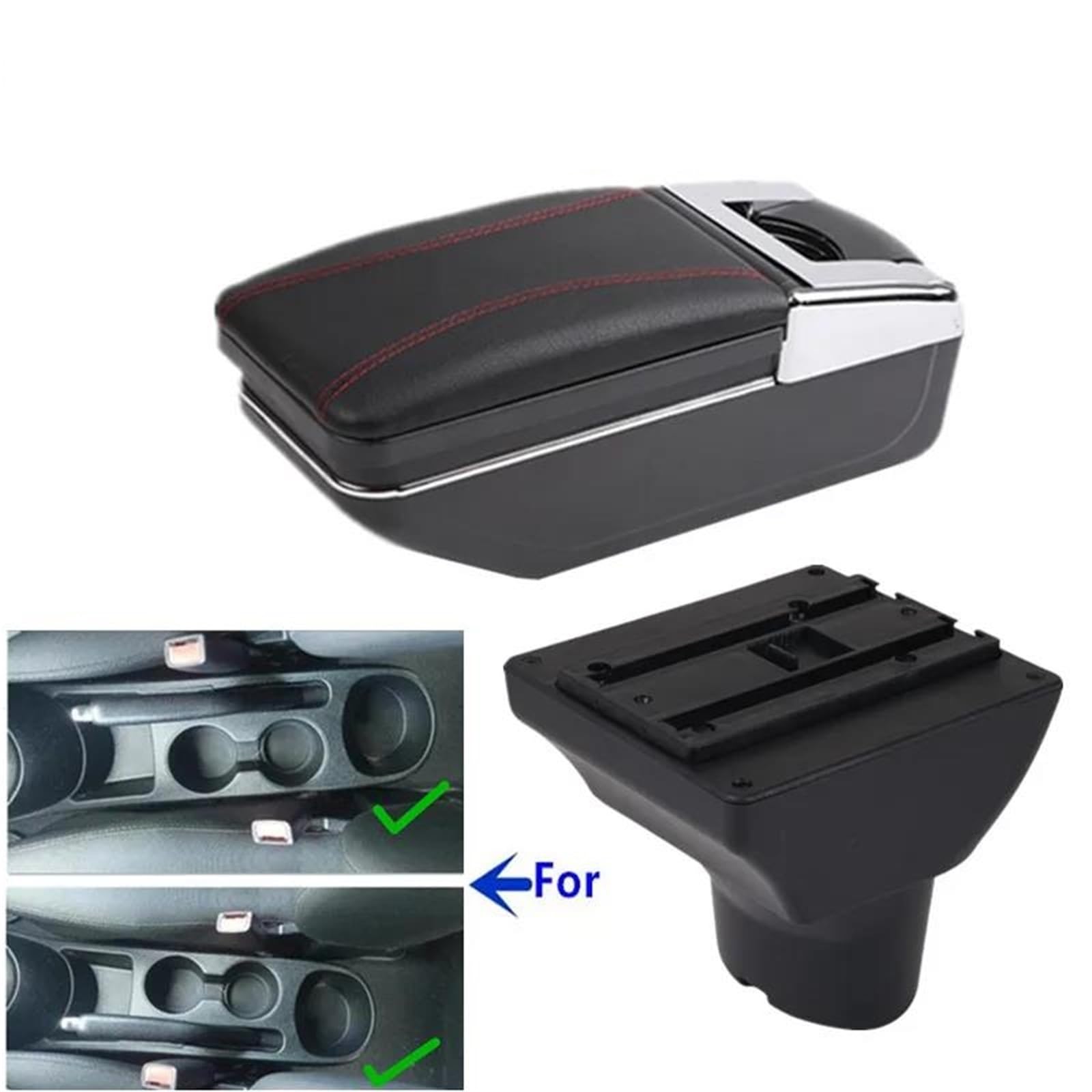 ArmstüTze Auto Armlehne Für Hyundai Für I20 2012 Armlehne Box Nachrüstung Interior Center Storage Box Auto Zubehör Auto Armlehnen(Style A2) von OGJFD