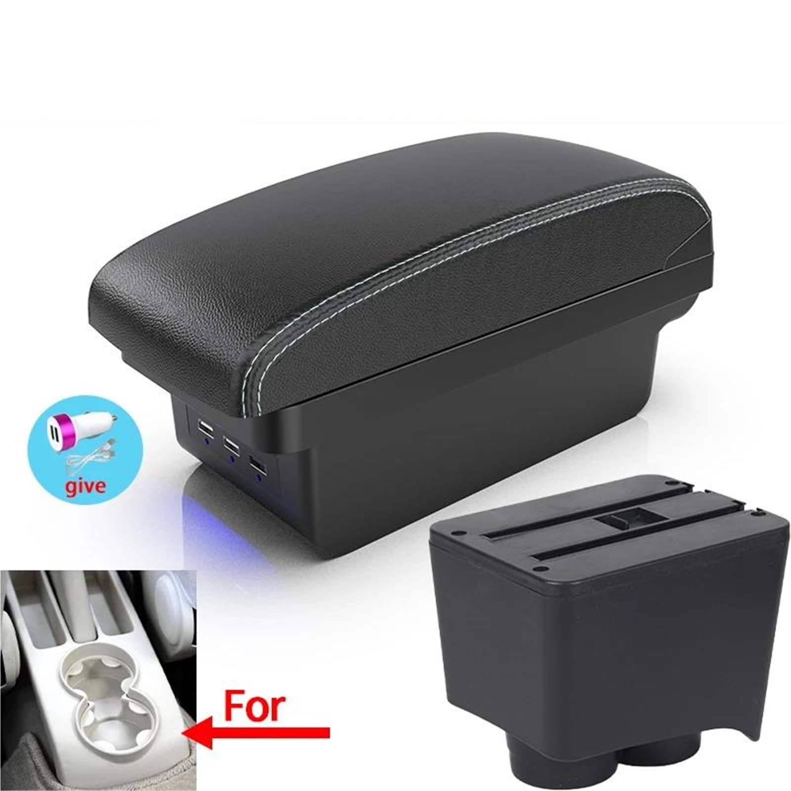 ArmstüTze Auto-Armlehnenbox Für VW Für Polo Für Mk5 6R Für Vento 2002–2009 Aufbewahrungsbox Autozubehör Einfache Installation Auto Armlehnen(Style B3) von OGJFD
