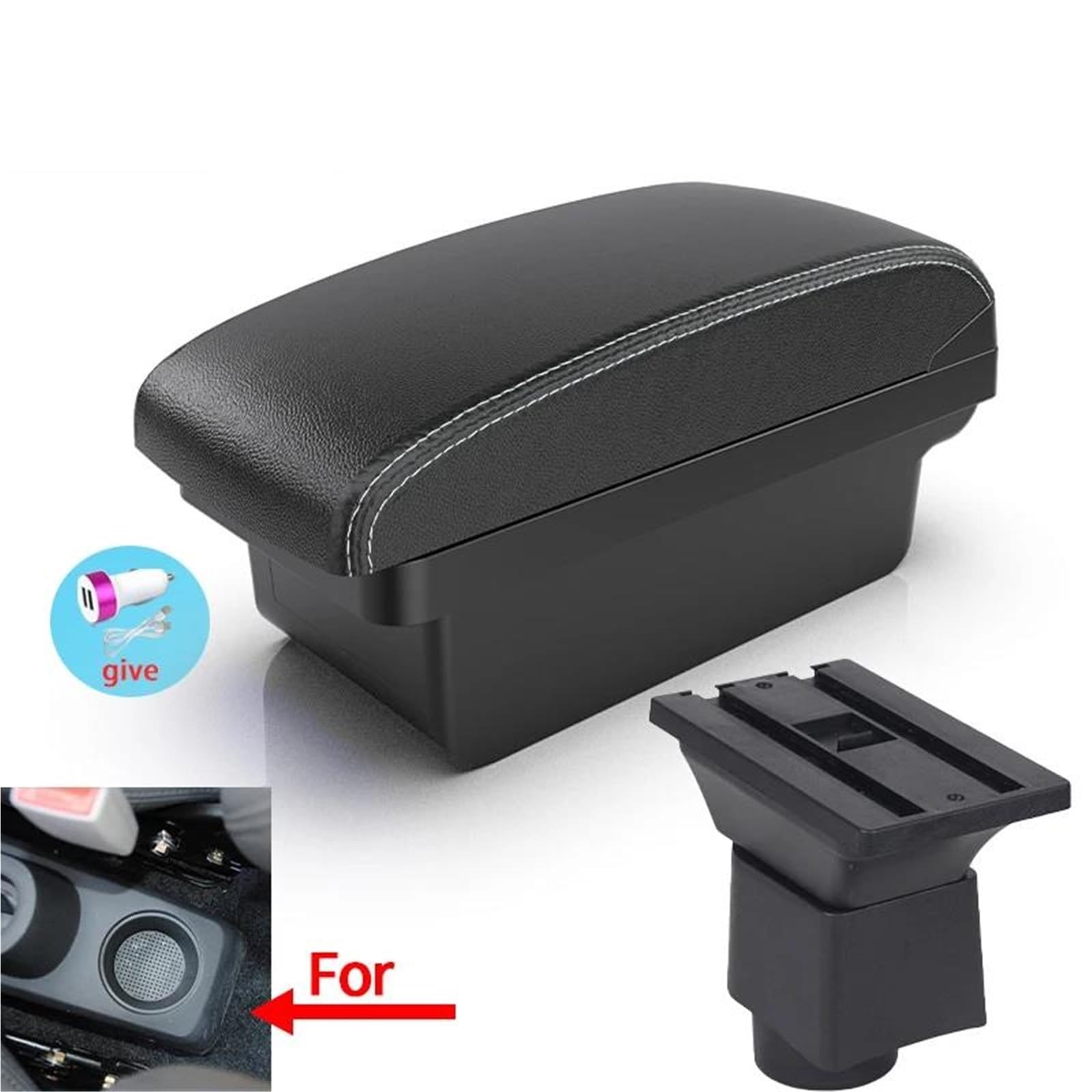 ArmstüTze Für Chery Für A1 A3 2007-2011 Auto-Armlehnenbox Zentrale Aufbewahrungsbox Mit USB-Auto-Innenraummodifikation Auto Armlehnen(Style A3) von OGJFD