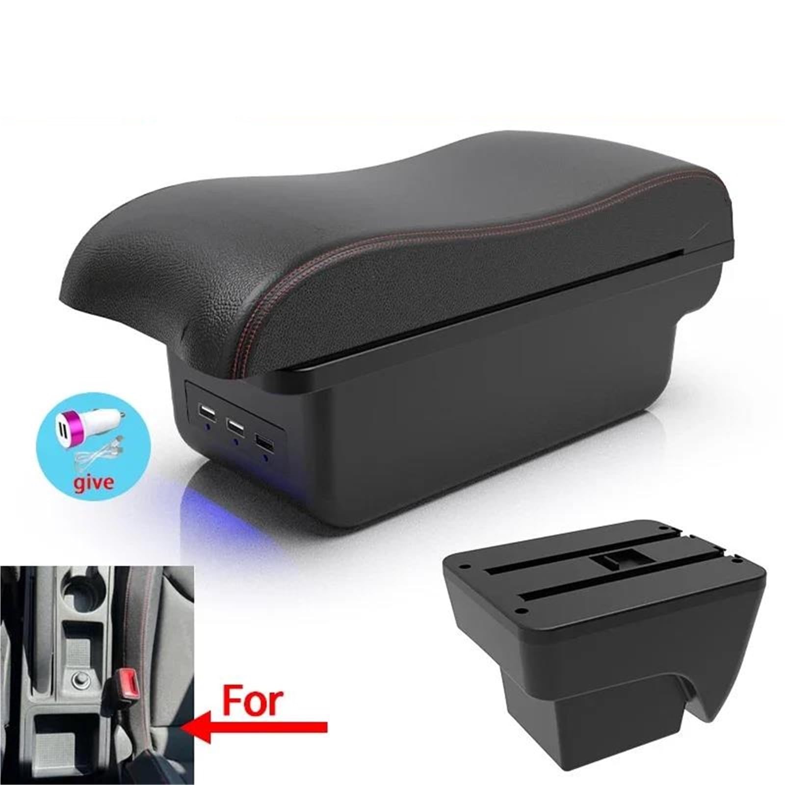 ArmstüTze Für Seat Für Arona Auto-Armlehnenmodifikation Multifunktionale Doppelschichtige Aufbewahrungsbox Mit USB-Aufladung Auto Armlehnen(Style B1) von OGJFD