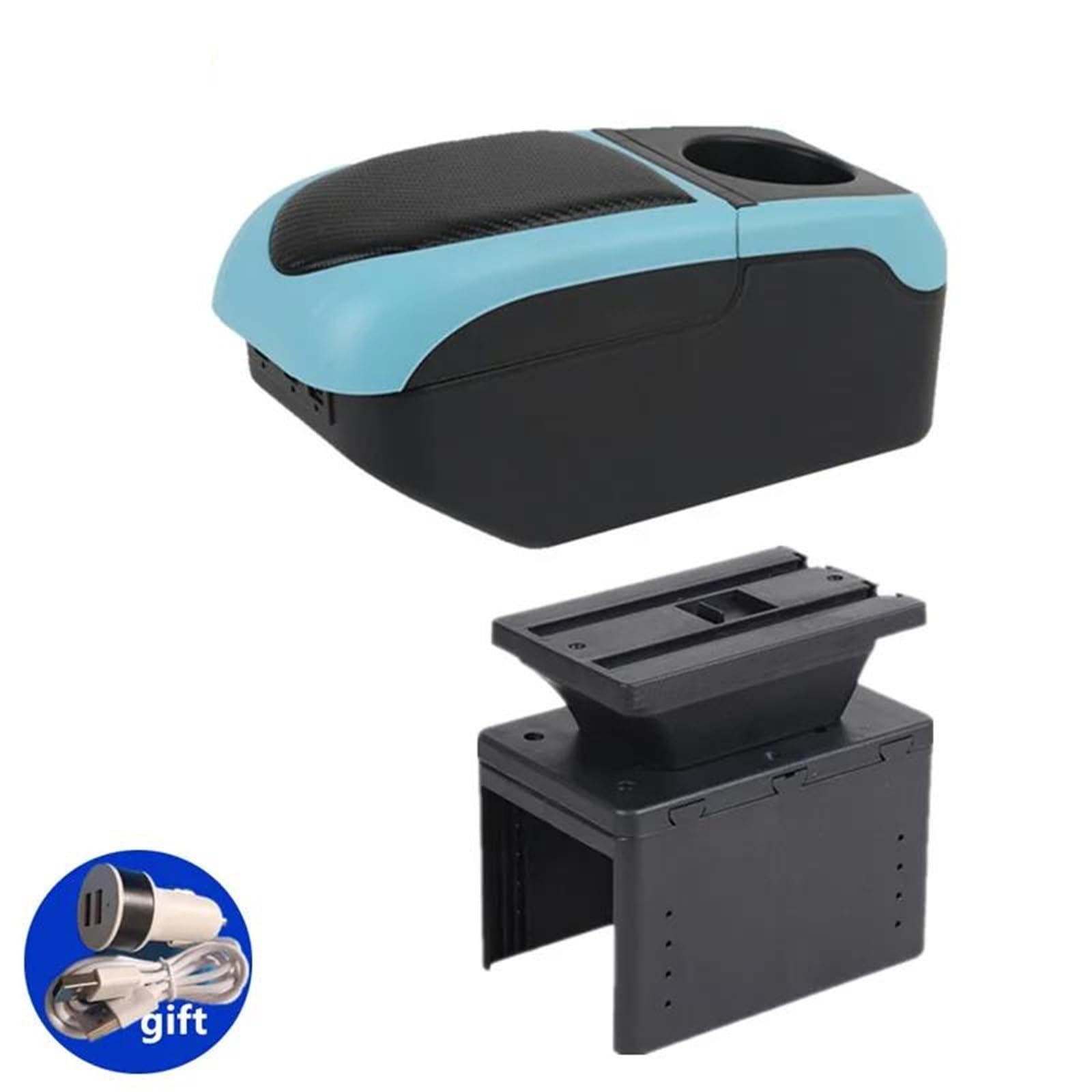 ArmstüTze Universal Armlehnenbox Universal Modell Auto Armlehnenbox Zentrale Aufbewahrungsbox Auto Arm Innenausstattung Auto Armlehnen(Black-blue) von OGJFD