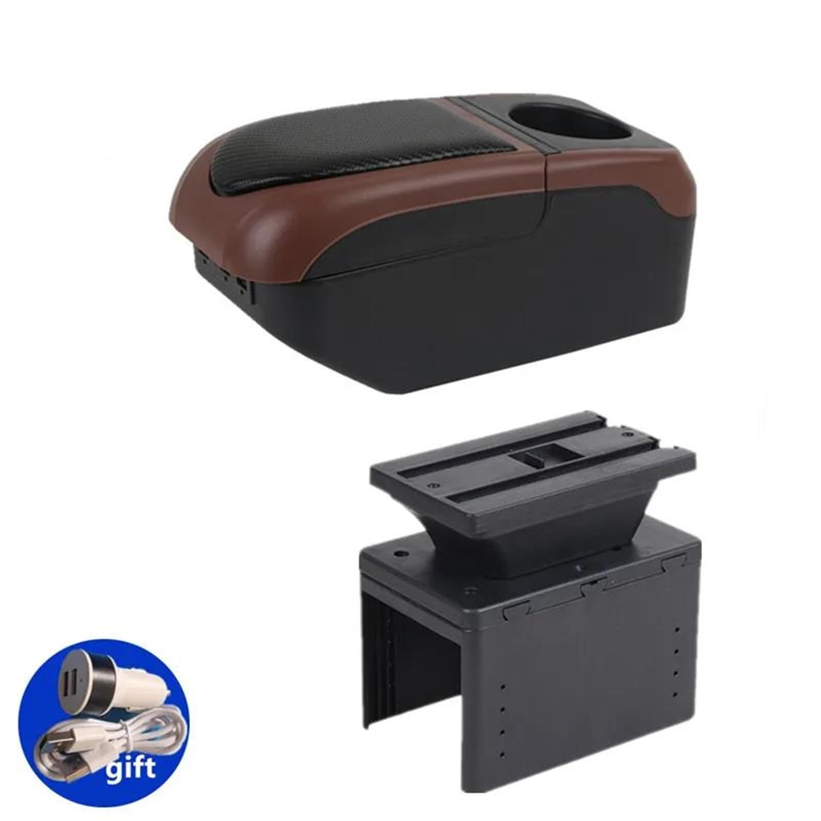 ArmstüTze Universal Armlehnenbox Universal Modell Auto Armlehnenbox Zentrale Aufbewahrungsbox Auto Arm Innenausstattung Auto Armlehnen(Black-coffee) von OGJFD