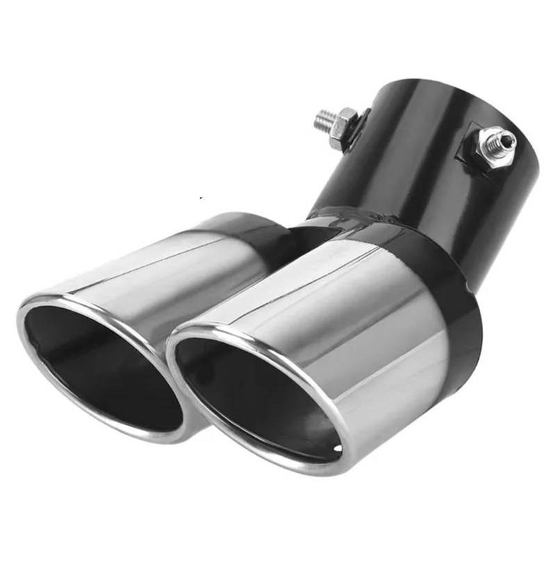 Endrohrblenden Auto Universal Doppel Outlet Auto Schalldämpfer Spitze Schwarz Gerade Gebogen Auspuff Endschalldämpfer Auto Innen Teile Tuning Auto Auspuffblende(Siver dobl curve) von OGJFD