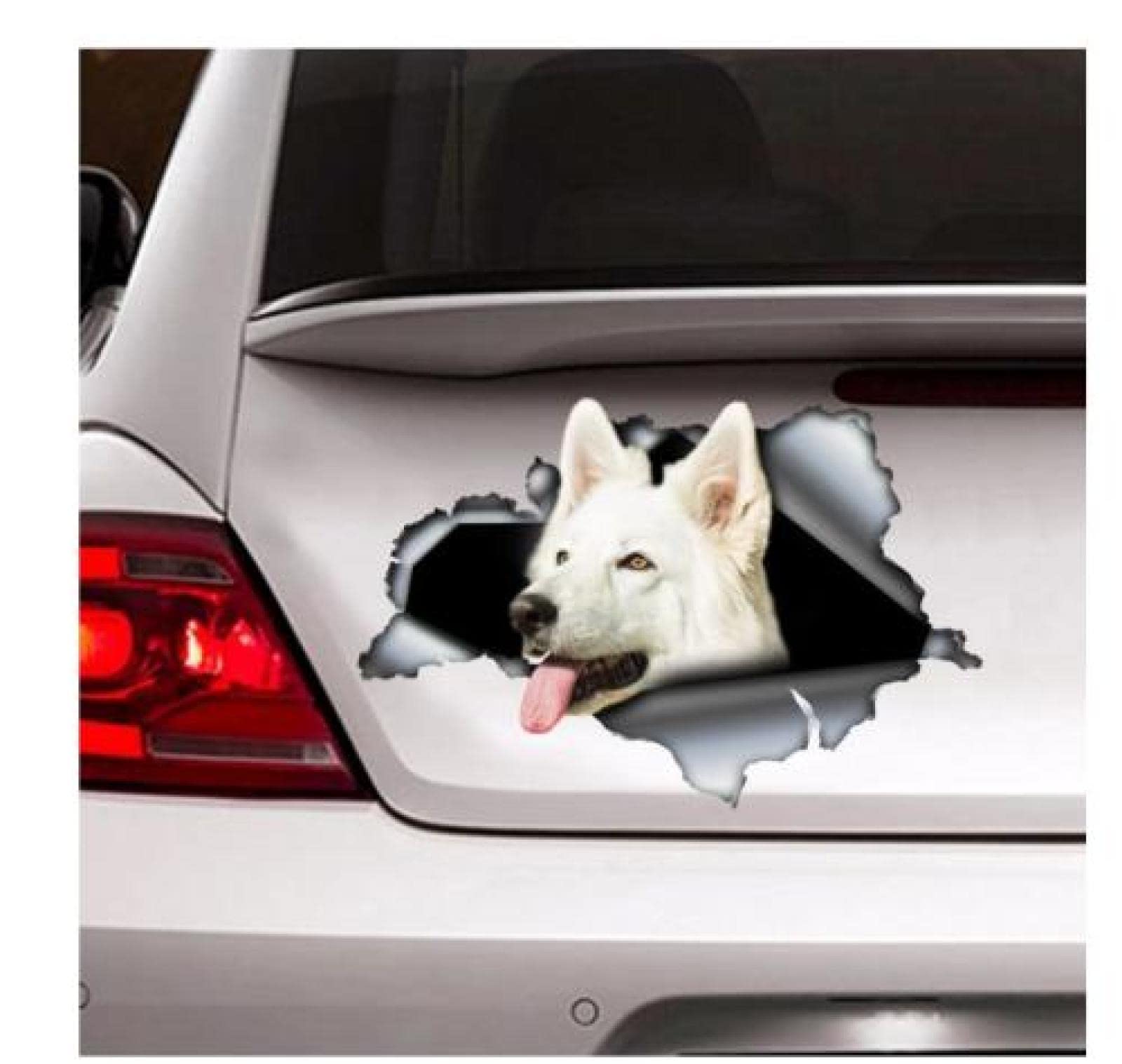 OGJFLT Auto Sticker Autoaufkleber Lustig Dog 2Pcs 25Cm Weißer Schweizer Schäferhund Autoaufkleber, Hund Autoaufkleber, Schweizer Schäferhund Aufkleber, Schweizer Schäferhund Aufkleber von OGJFLT