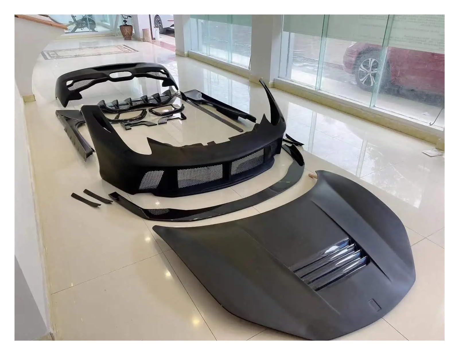 OGONGXM 2022 Anzug Kompatibel for Ferrari 458 Modifizierte Vorherige Große Gehäuse Pd Bar Abdeckung Carbon Fiber Vorne Hinten Lip und Schwanz(Resin Fiber Set) von OGONGXM