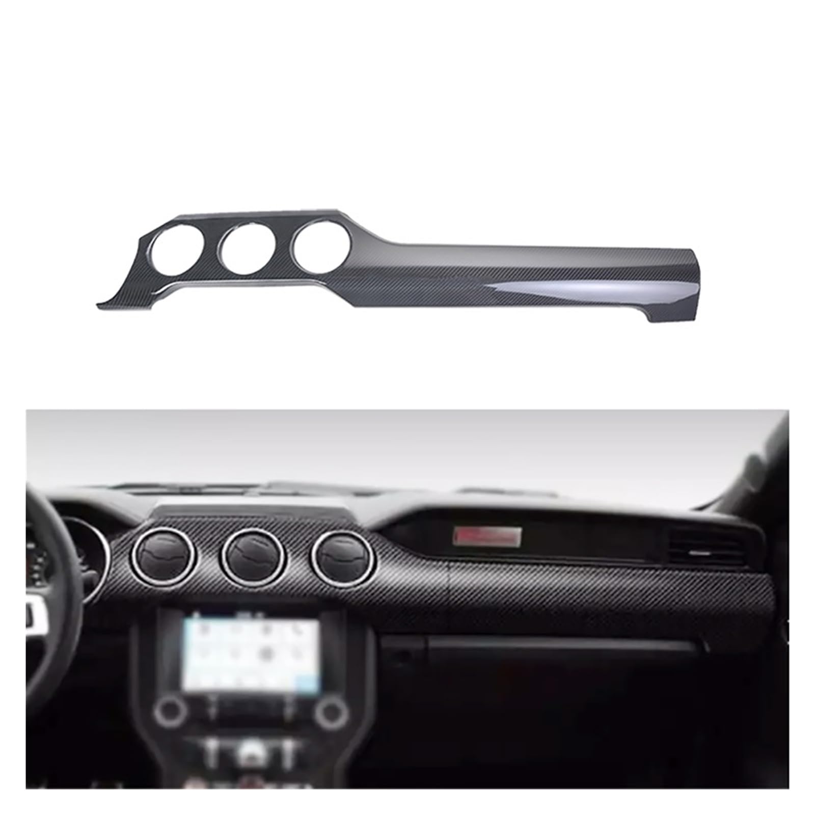 OGONGXM 3 Löcher Dry Carbon Auto Armaturenbrett Dekoration Aufkleber Panel Trim Kompatibel for Mustang Innenraum Armaturenbrett Kits 2015-2019 OGONGXM 3 Löcher Dry Carbon Auto Armaturenbrett Dekoration Aufkleber Panel Trim Kompatibel for Mustang Innenraum Armaturenbrett Kits 2015-2019 von OGONGXM