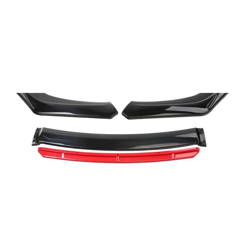 OGONGXM 3PCS Auto Front Stoßstange Lip Body Kit Spoiler Splitter Carbon Fibe Dekorative Streifen Stoßstange Canard Lip Splitter Universal(Bright Black RED) von OGONGXM