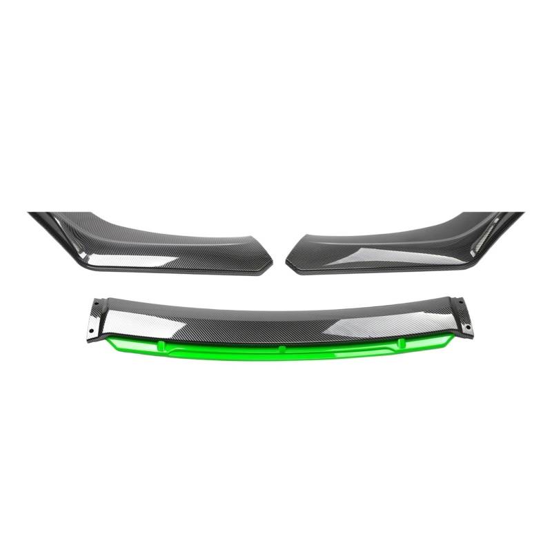 OGONGXM 3PCS Auto Front Stoßstange Lip Body Kit Spoiler Splitter Carbon Fibe Dekorative Streifen Stoßstange Canard Lip Splitter Universal(Carbon Fiber(Green)) von OGONGXM
