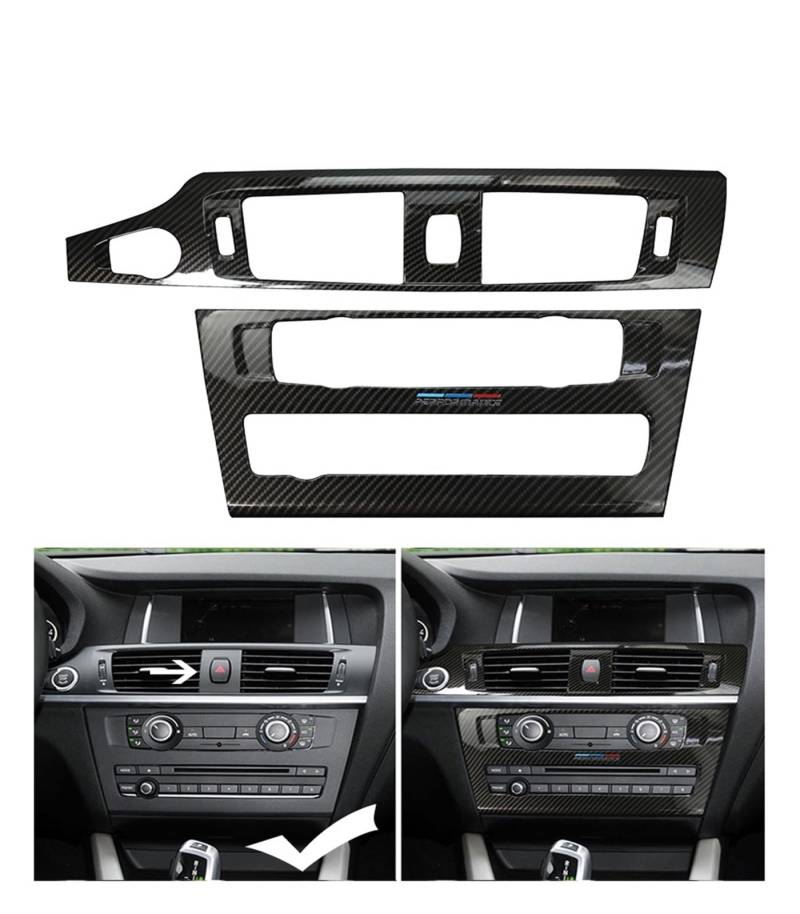 OGONGXM Auto-Klimaanlage CD Motor Start Stop Warnleuchten Schalter Knopf Rahmen Abdeckung Aufkleber Trim Kompatibel for BMW X3 F25 X4 F26 2011-2017(B Model) von OGONGXM