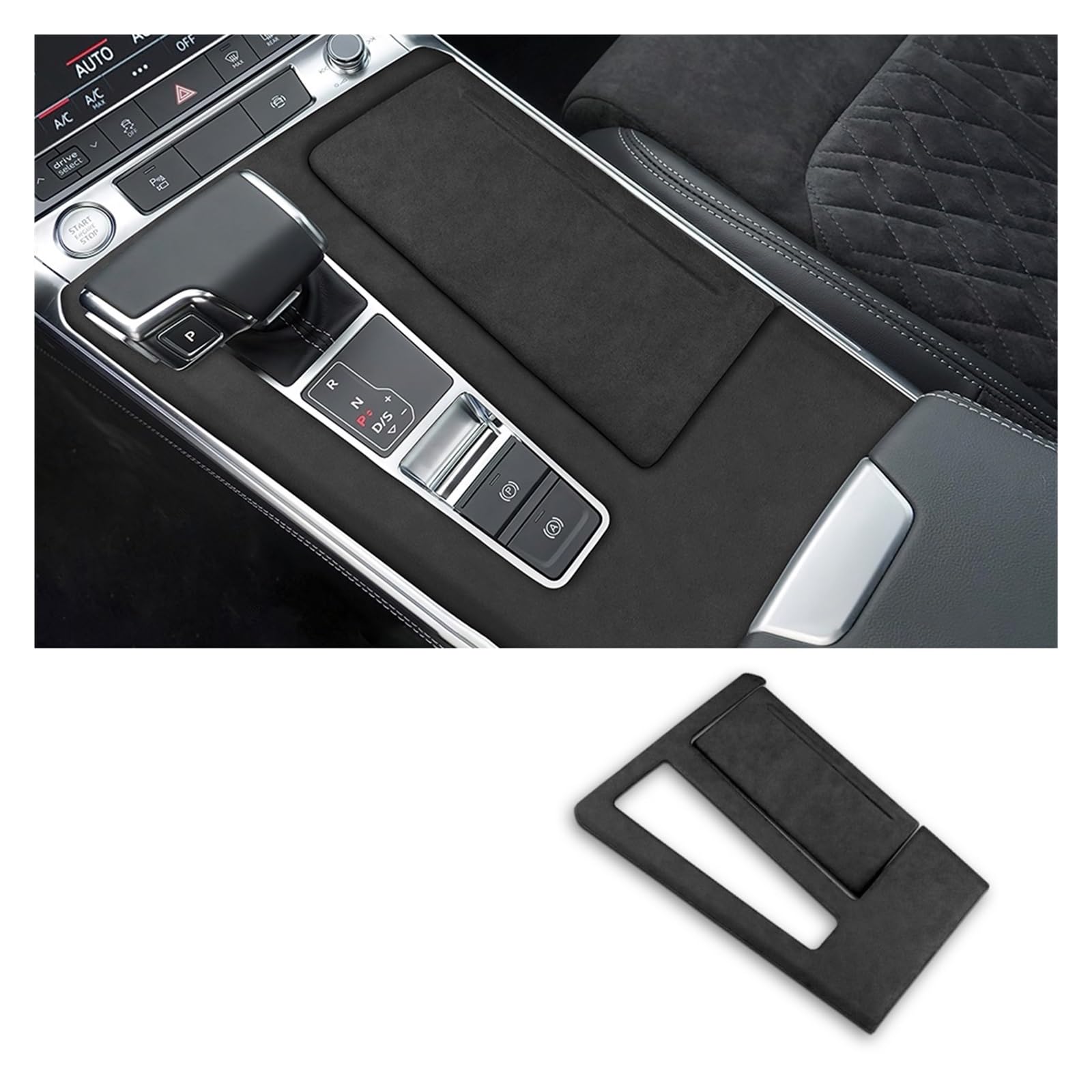 OGONGXM Auto-Mittelkonsole-Schalthebelrahmen-Aufkleber, italienisches Super-Wildleder, kompatibel mit Audi A6 A7 2019 2020 2021, Verkleidung, LHD-Innenraum, Autozubehör(A6 A7 Black) von OGONGXM