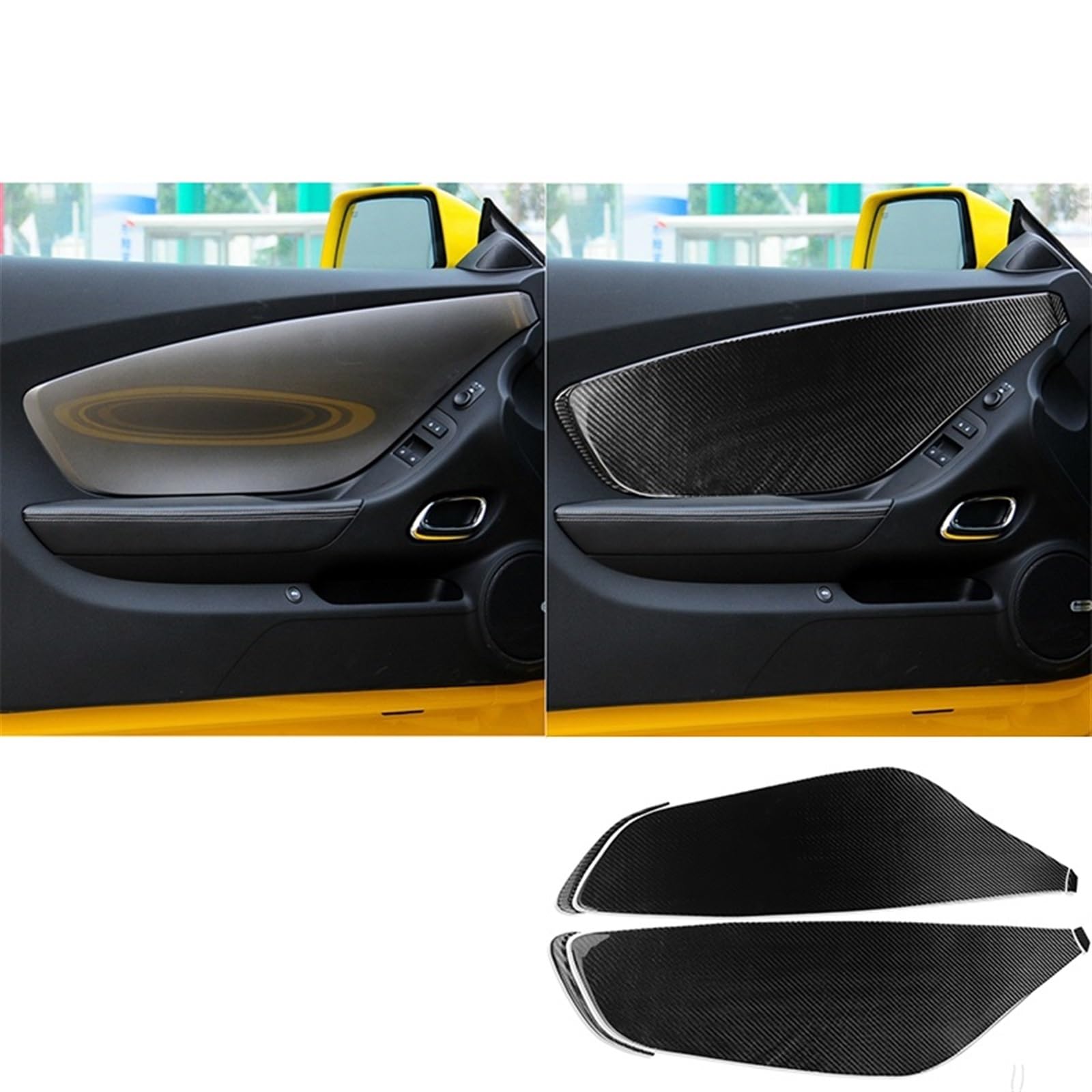 OGONGXM Carbon Faser Auto Seite Tür Abdeckung Trim Aufkleber Zubehör Styling Dekoration Kompatibel for Camaro 2010 2011 2012 2013 2014 2015(Black) von OGONGXM
