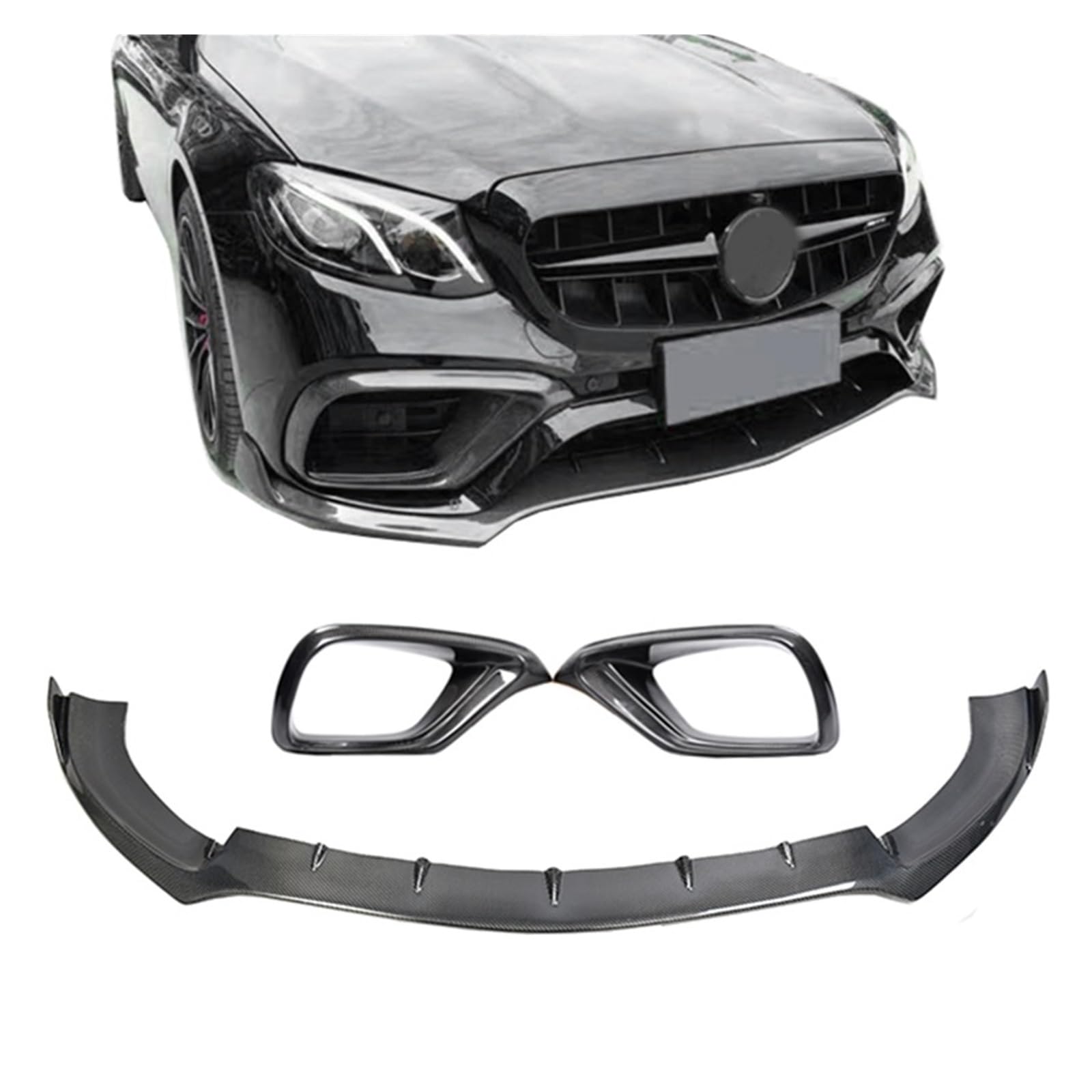 OGONGXM Kompatibel for 2014–2020. Kompatibel for die Modifikation der Mercedes-Benz E-Klasse E63. Umschließt den Spoiler unter der Frontstoßstange des W213 aus echter Kohlefaser.(True Carbon Fiber) von OGONGXM