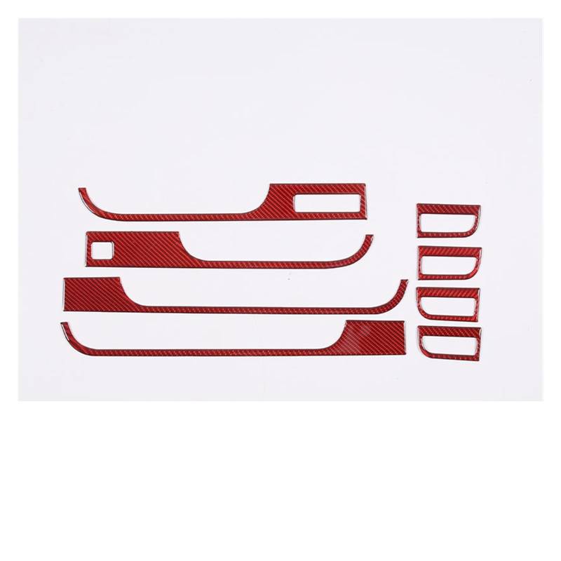 OGONGXM Kompatibel for Audi A8 D3 2004–2012 Kofferraumschalter-Aufkleber, Auto-Innenraum-Tankdeckel-Schalter-Aufkleber, Carbonfaser-Innenausstattung, 8 Stück(Red) von OGONGXM
