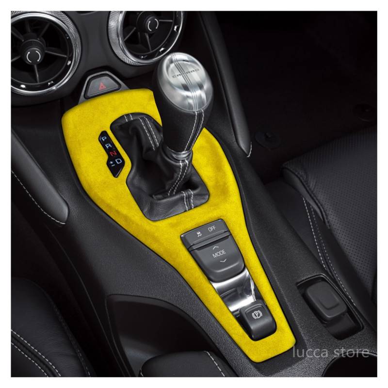 OGONGXM Kompatibel for Camaro 2016+ Alcantara Wildleder Warp Autoinnenausstattung Schalttafel Dekorationsaufkleber(Yellow) von OGONGXM