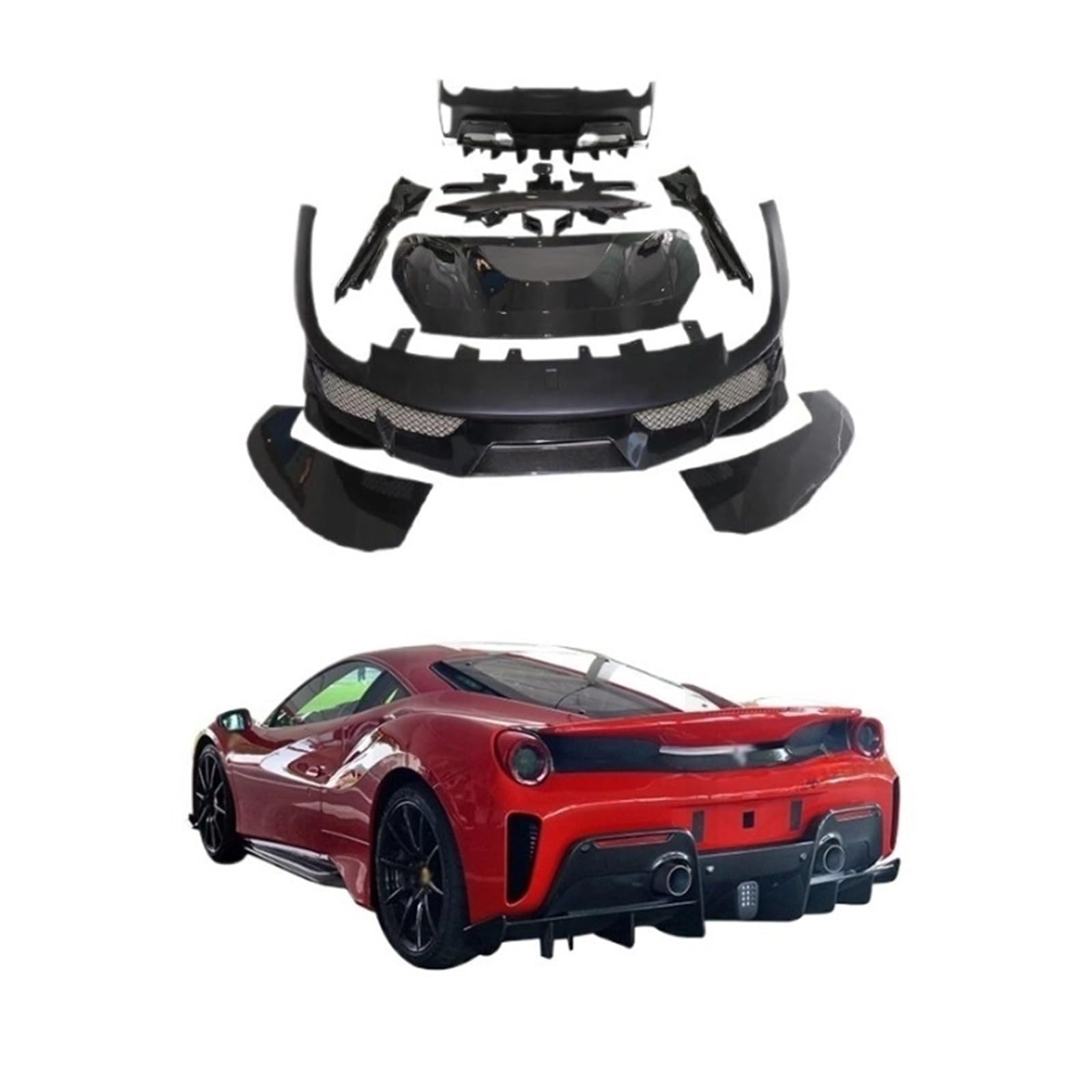 OGONGXM Kompatibel for Ferrari 488 GTB Spider Body Kit Frontstoßstange hinten Seitenschweller Spoiler Dekoration Pista Style Fabrik Großhandel(FRP) von OGONGXM