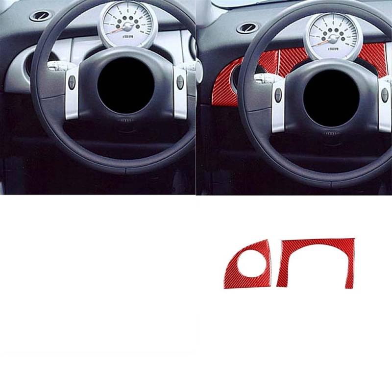 OGONGXM Kompatibel for Mini Cooper Hatch One R50 R53 2002 03 04 Auto-Seiten-Armaturenbrett, Klimaanlage, Lüftungsschlitze, Kohlefaser-Abdeckung, Aufkleber, Innenraum(RED LHD) von OGONGXM