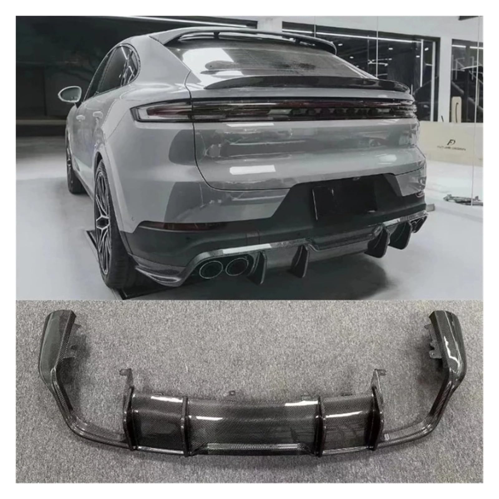 OGONGXM Kompatibel for Porsche Cayenne Coupé/SUV 2018–2023, Heckdiffusor-Kit aus echtem Carbonfaser, Lippenspoiler, Umrüstung von Splittern(Coupe) von OGONGXM