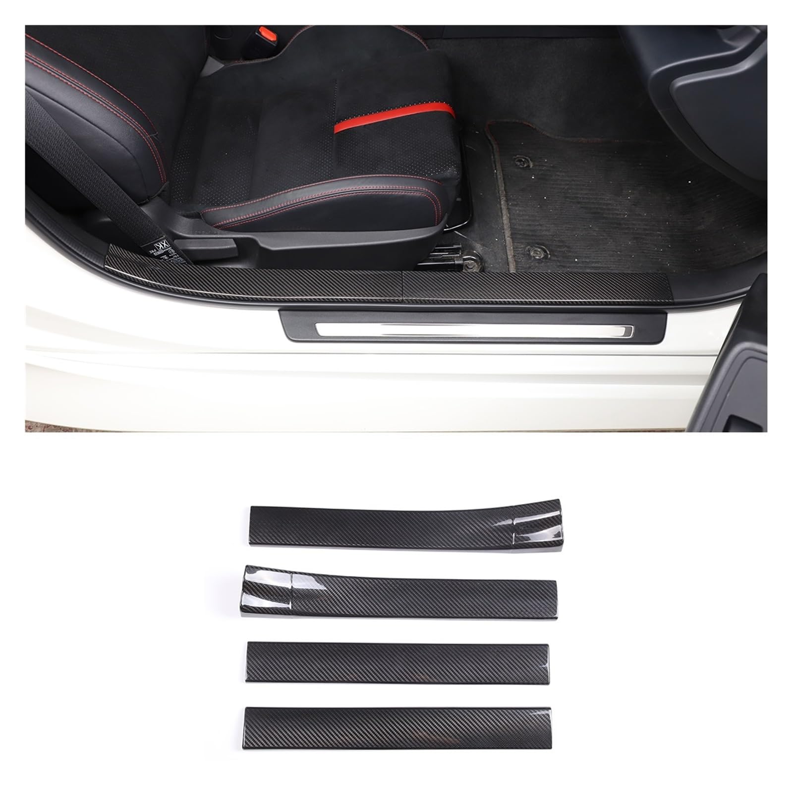 OGONGXM Kompatibel for Toyota 86, kompatibel for Subaru BRZ 2022, Echtkohlefaser, Auto-Außentürschwelle, Pedal-Kratzplatte, Schutzabdeckung, Aufkleber, Zubehör(Carbon Fiber Black) von OGONGXM