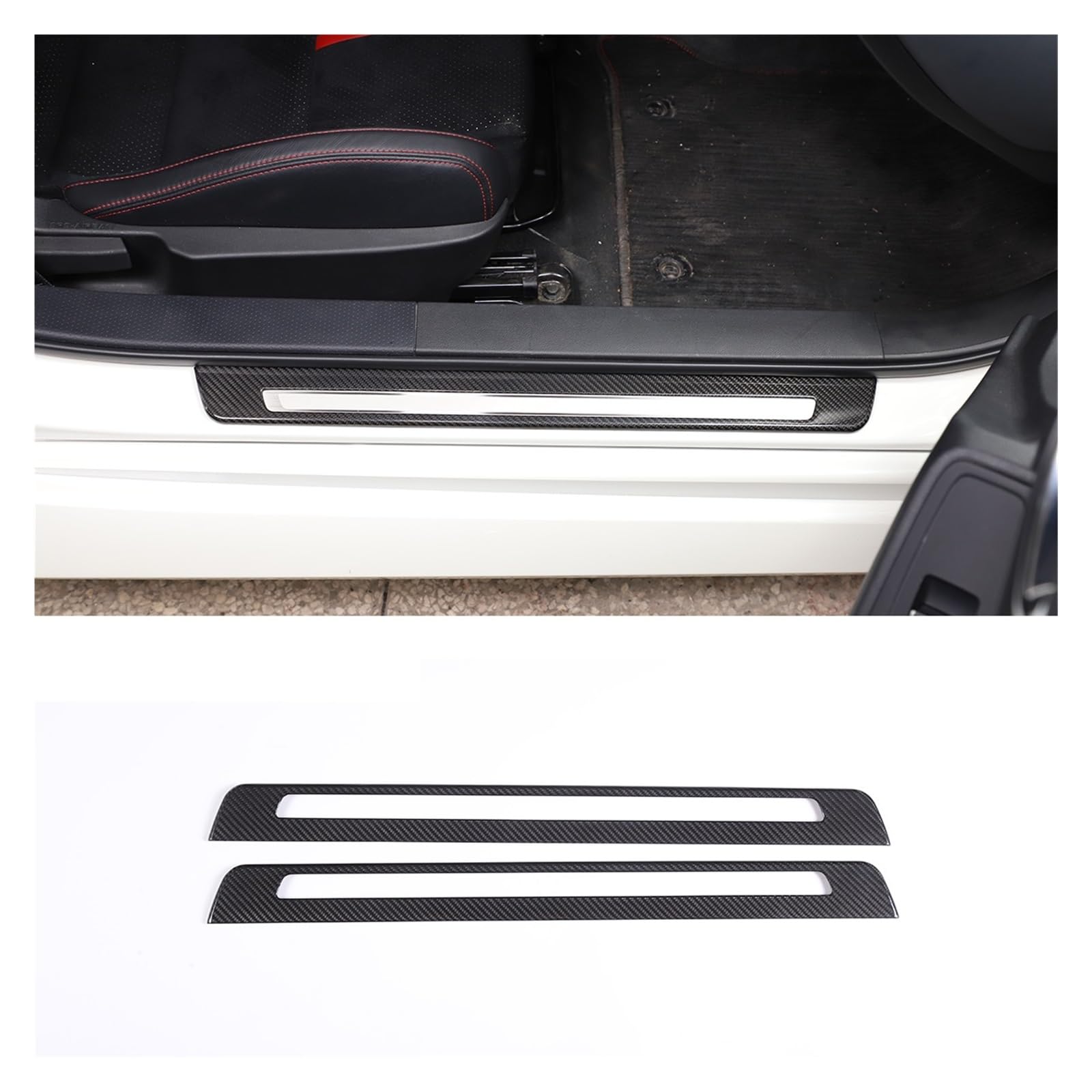 OGONGXM Kompatibel for Toyota 86, kompatibel for Subaru BRZ 2022, Echtkohlefaser, Auto-Außentürschwelle, Pedal-Kratzplatte, Schutzabdeckung, Aufkleber, Zubehör(Carbon Fiber Black1) von OGONGXM