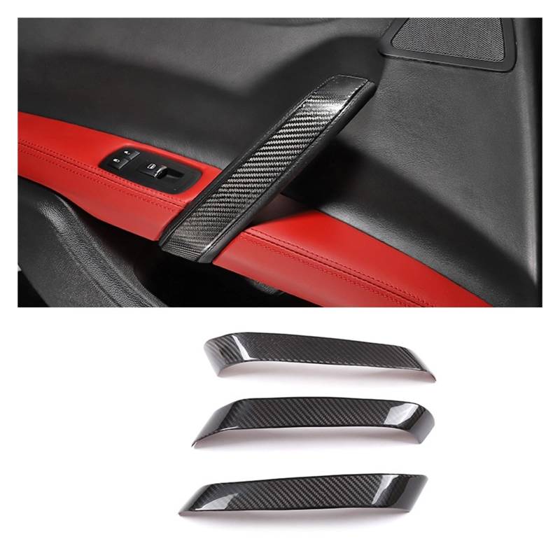 OGONGXM Kompatibel mit Maserati Ghibli 2014–2022, Echtkohlefaser, Auto-Innentürgriff, Schutzarmlehnenabdeckung, Aufkleber, Auto-Innenausstattung(Black Carbon Fiber) von OGONGXM