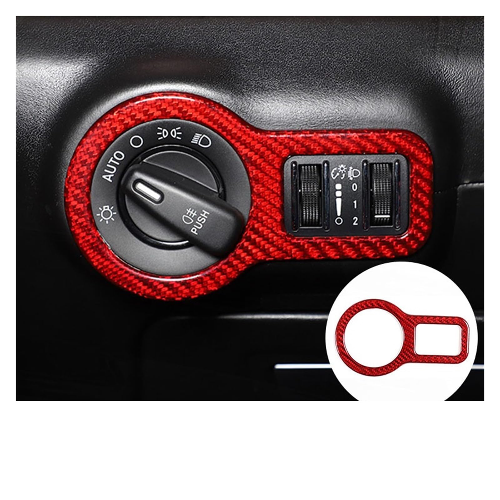 OGONGXM Kompatibel mit Maserati Ghibli Quattroport 2014–2021, Autoschlüssel, Start, Zündung, Motor, Startkreis, Verkleidungsaufkleber, Autoinnenausstattung(Red CF A) von OGONGXM