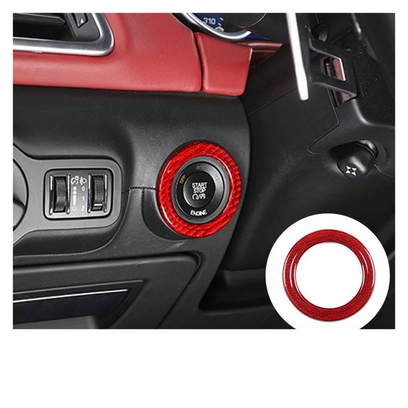 OGONGXM Kompatibel mit Maserati Ghibli Quattroport 2014–2021, Autoschlüssel, Start, Zündung, Motor, Startkreis, Verkleidungsaufkleber, Autoinnenausstattung(Red CF B) von OGONGXM